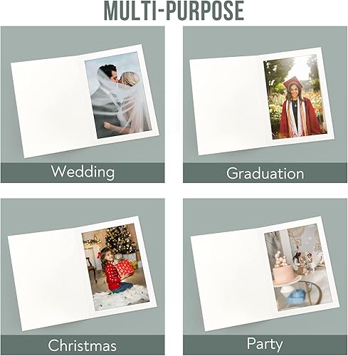 Miniatura 5 de Golden State Art, Paquete de 200 carpetas de fotos de 5 x 7, marco de cartón, tarjetas de marco de papel, saludosinvitación eventos especiales