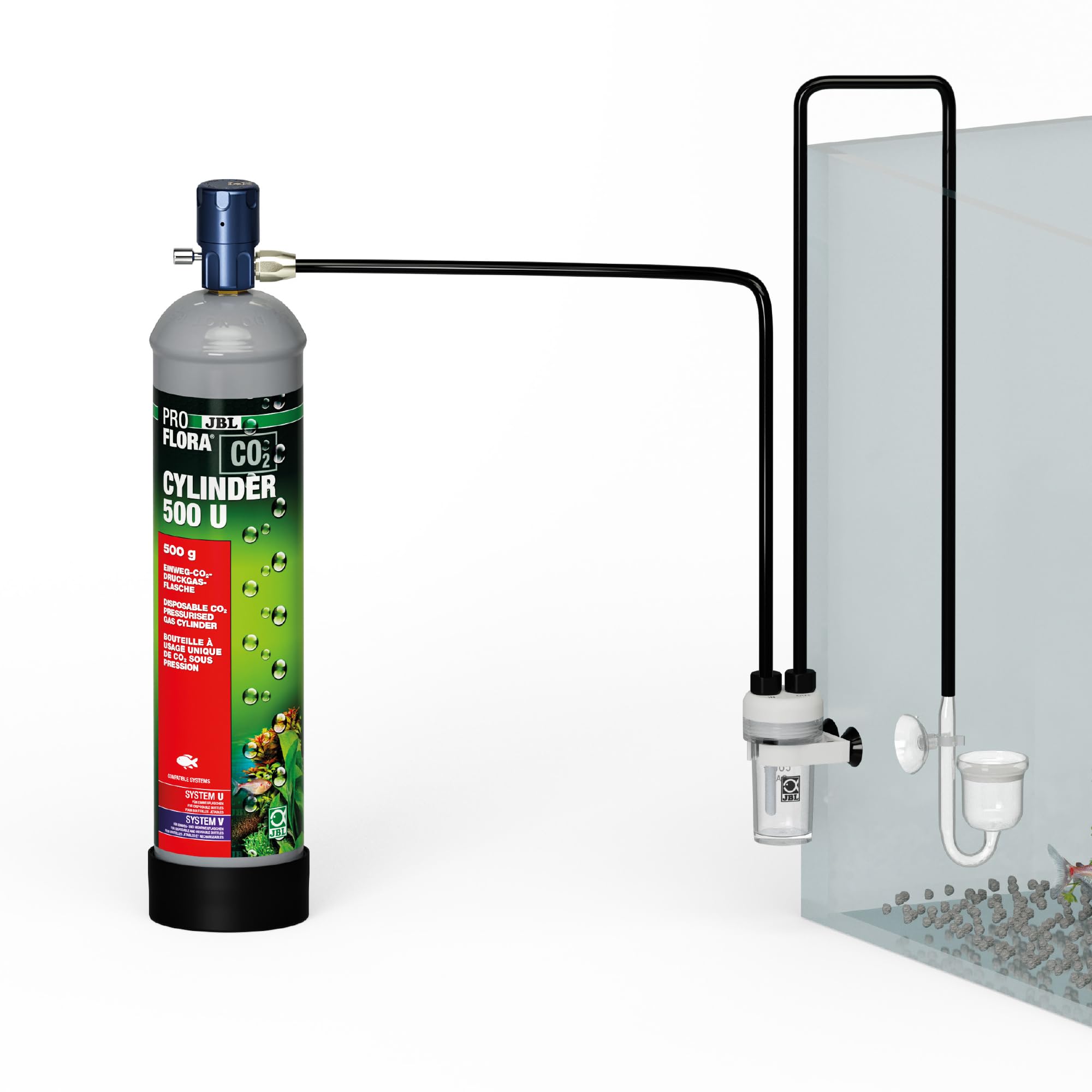 JBL PROFLORA CO2 Basic Set U, Juego Completo de Fertilizantes de CO2 para 40-300 l, con Botella de Almacenamiento de CO2 desechable y Accesorios extensos