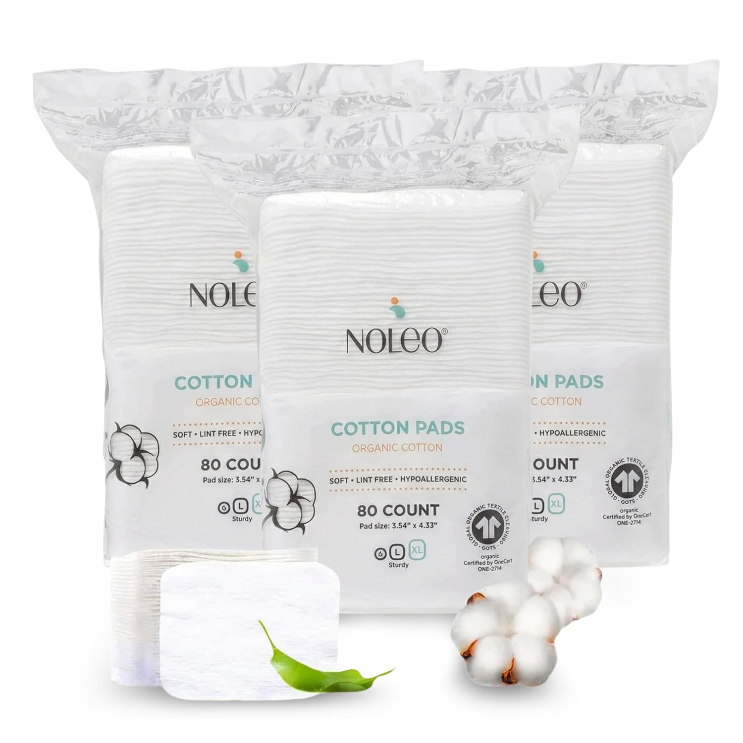 NOLEO Pure Organic Cotton Pads Extra Large (240 Count) - Lint Free Biodegradable Hypoallergenic Makeup Remover Pads for Sensitive Skin - Beauty Personal Care Diaper Change Dry Wipes-picture-29