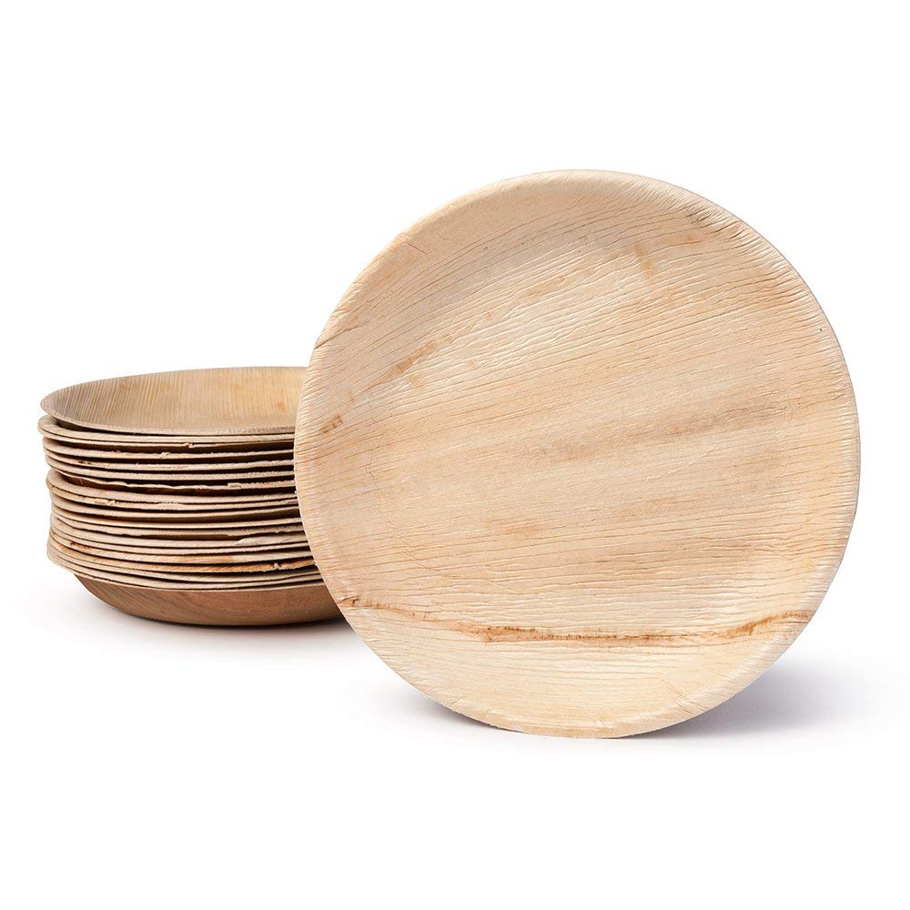 Streetfood Packaging - 50 Disposable Square Palm Leaf Plates [7 Inch, 18cm] Wooden Picnic Bamboo Plates. Heavy Duty 100% Compostable & Biodegradable Eco Friendly Party Plates for Parties BBQ Events
