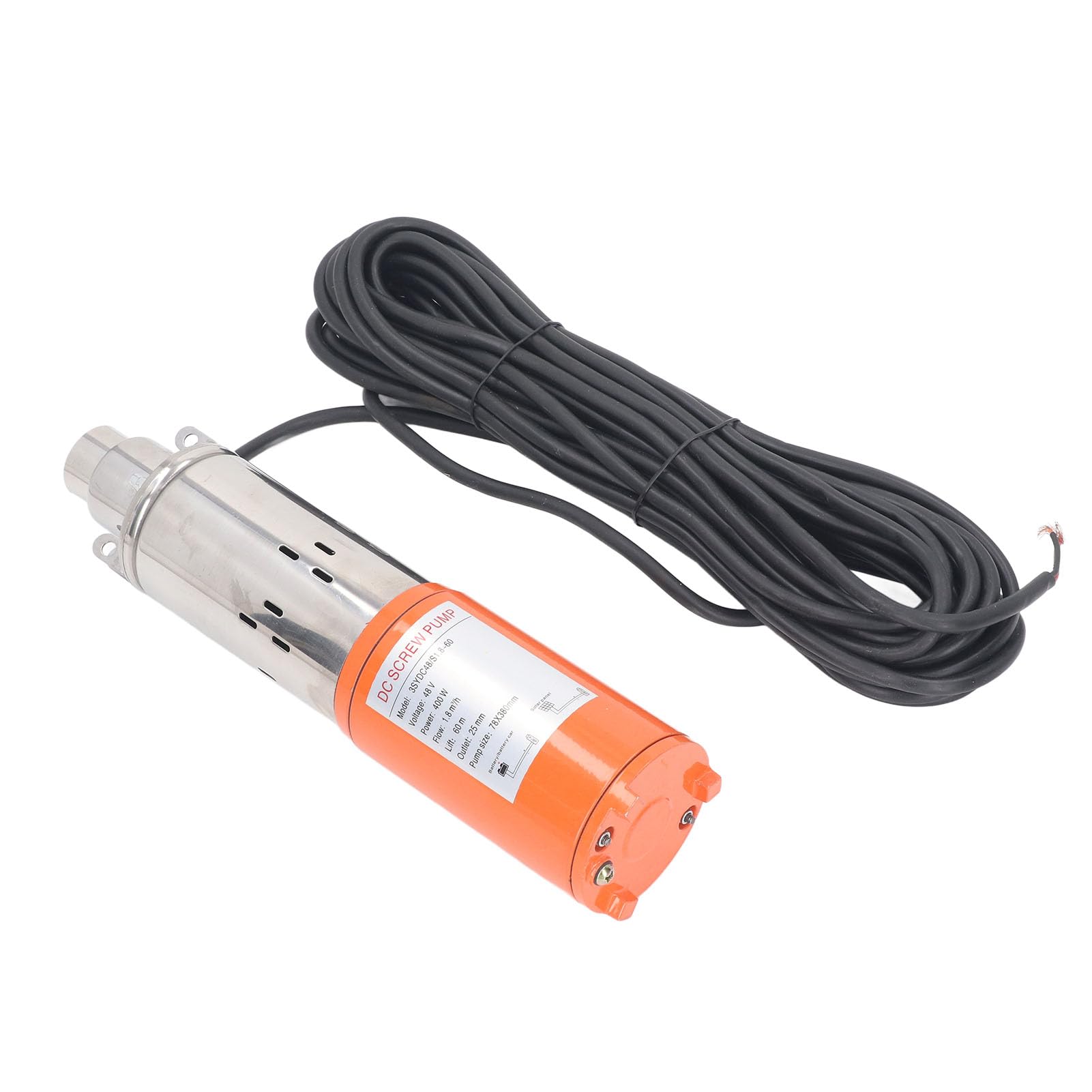 Generic Bomba de Tornillo CC Bomba Sumergible Solar de Acero Inoxidable de Pozo Profundo de Alto Rendimiento 48 V 400 W para Toma de Agua de Río, Acuicultura