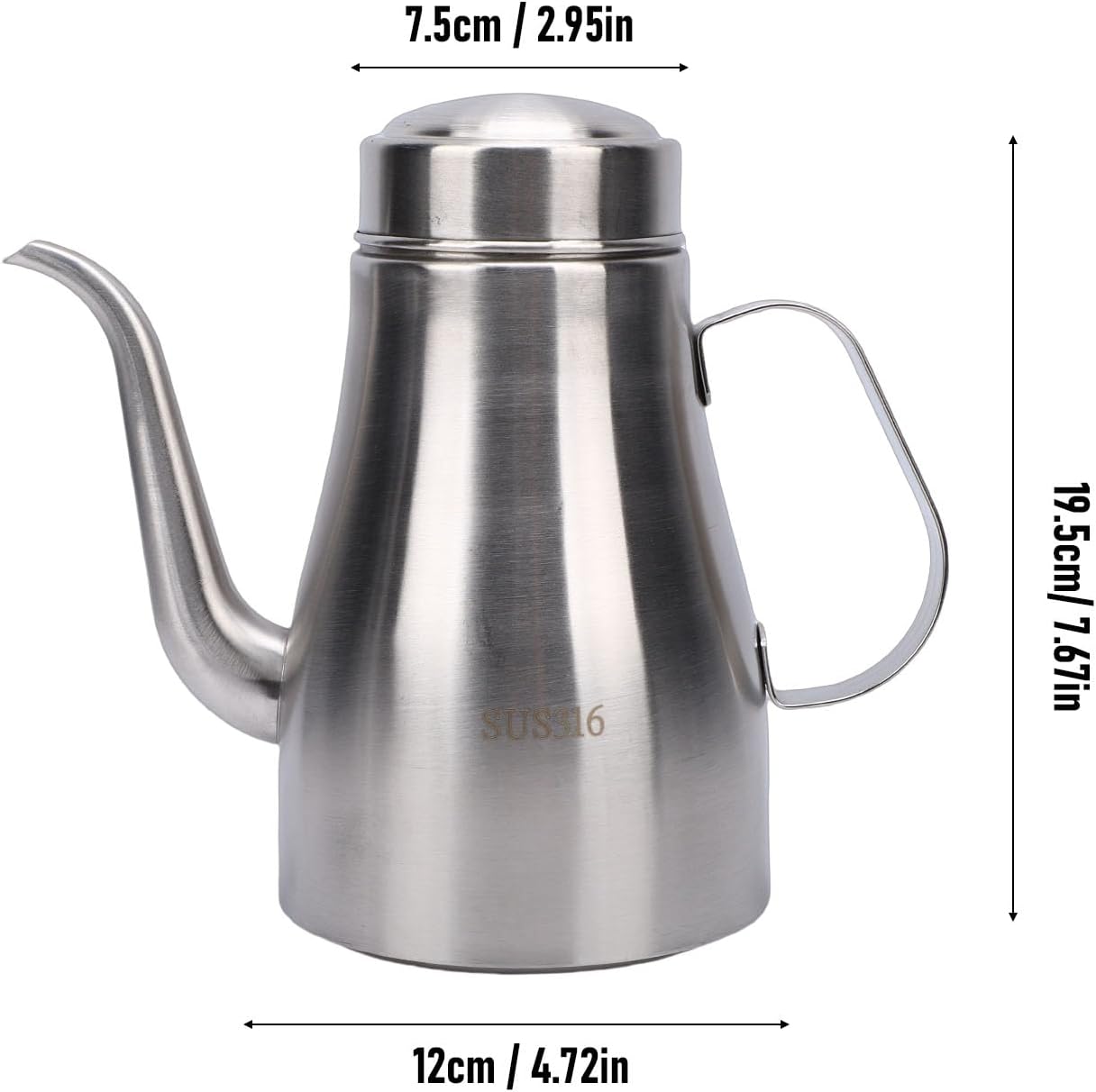 Stainless Steel Olive Oil Dispenser, Leakproof Oil Bottle, Drip Free Spout Seasoning Dispenser with Ergonomic Handle, Ideal for Home Kitchen, Vinegar & Soy Sauce (48oz)