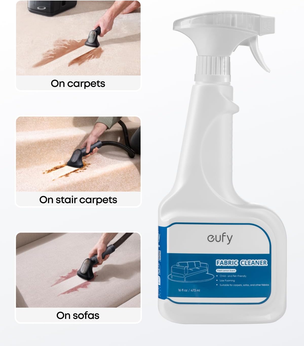 eufy Fabric Cleaner for E28, 473 ml | Effective on Carpets, Fabric Cleaner, Safe
