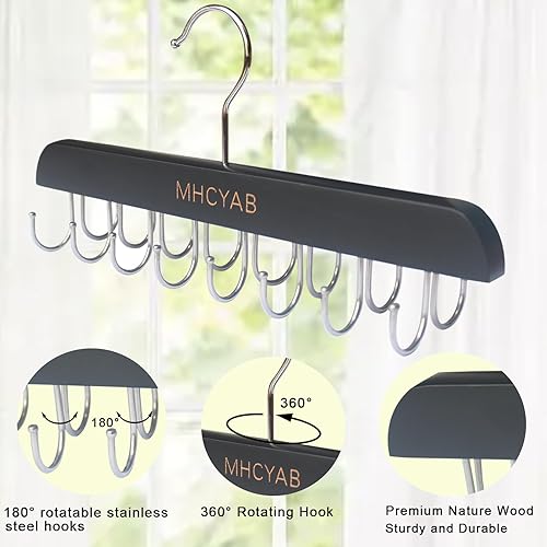 Miniatura 3 de Colgador de brasier para organizador de armario, colgador superior sin mangas con madera de primera calidad, 16 ganchos ajustables, organizadores de