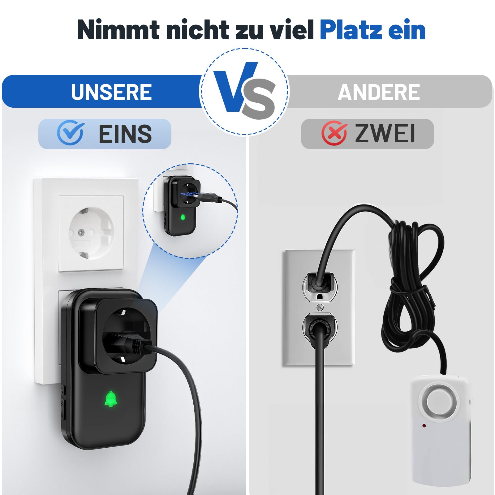 Alarme de Coupure de Courant avec Affichage LED, détecteur de Coupure de Courant avec 5 Niveaux réglables, 0 à 110 DB 7 sonneries, idéal pour la Surveillance des réfrigérateurs