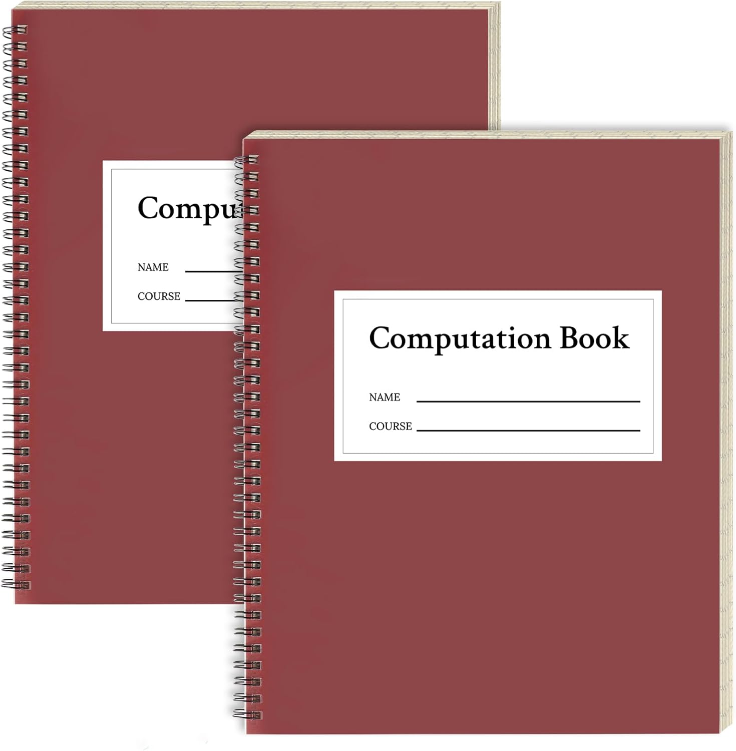 2 Pack Computation Notebook Spiral 9 1/4" x 11 3/4" National Graph Paper 4 X 4 Quad Math Composition Book Engineering Notebook Red 76 sheets with Eye-ease Paper Waterproof Cover for Science