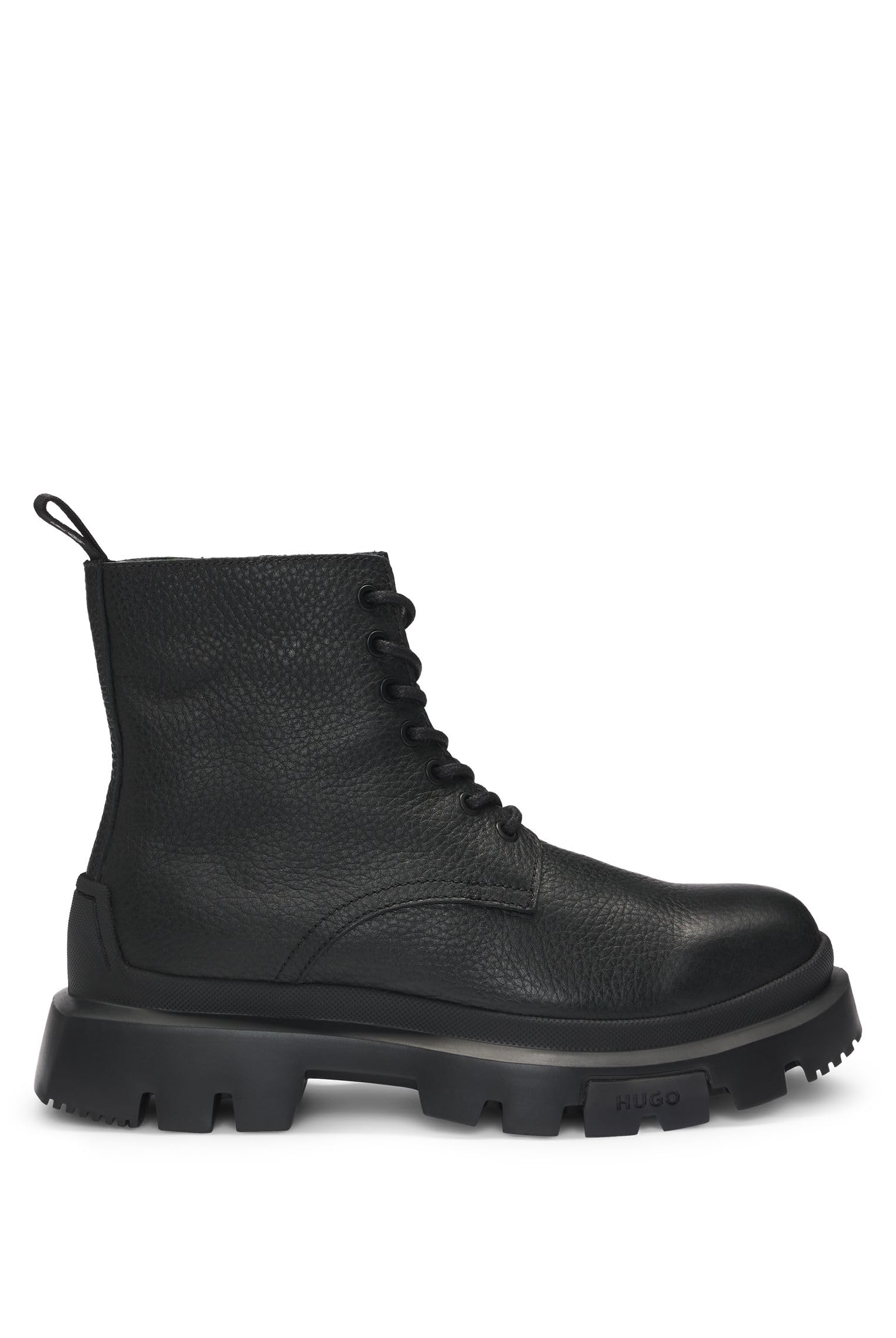 HUGO Mens Fabyan halb Chunky-sole boots in grained leather Size 9