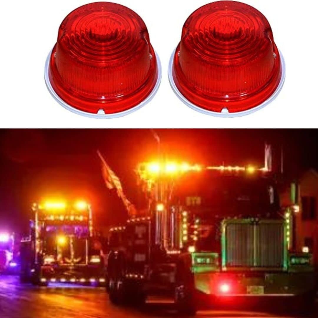 APSMOTIV 2Pc Universal Tail Lights Round Red Led Trailer Tail Lights Turn Stop Brake Trailer Lights For Rv Trucks Tractor Lights With 12V Auxiliary Lamp with Decoration Light