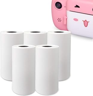 Print Paper Refill for LByzHan Instant Print Camera for Kids, Zero Ink Thermal Paper Receipt Paper, 0.98 x 2.24 Inch, 11.48 Feet Length, 5 Rolls Print Paper, White