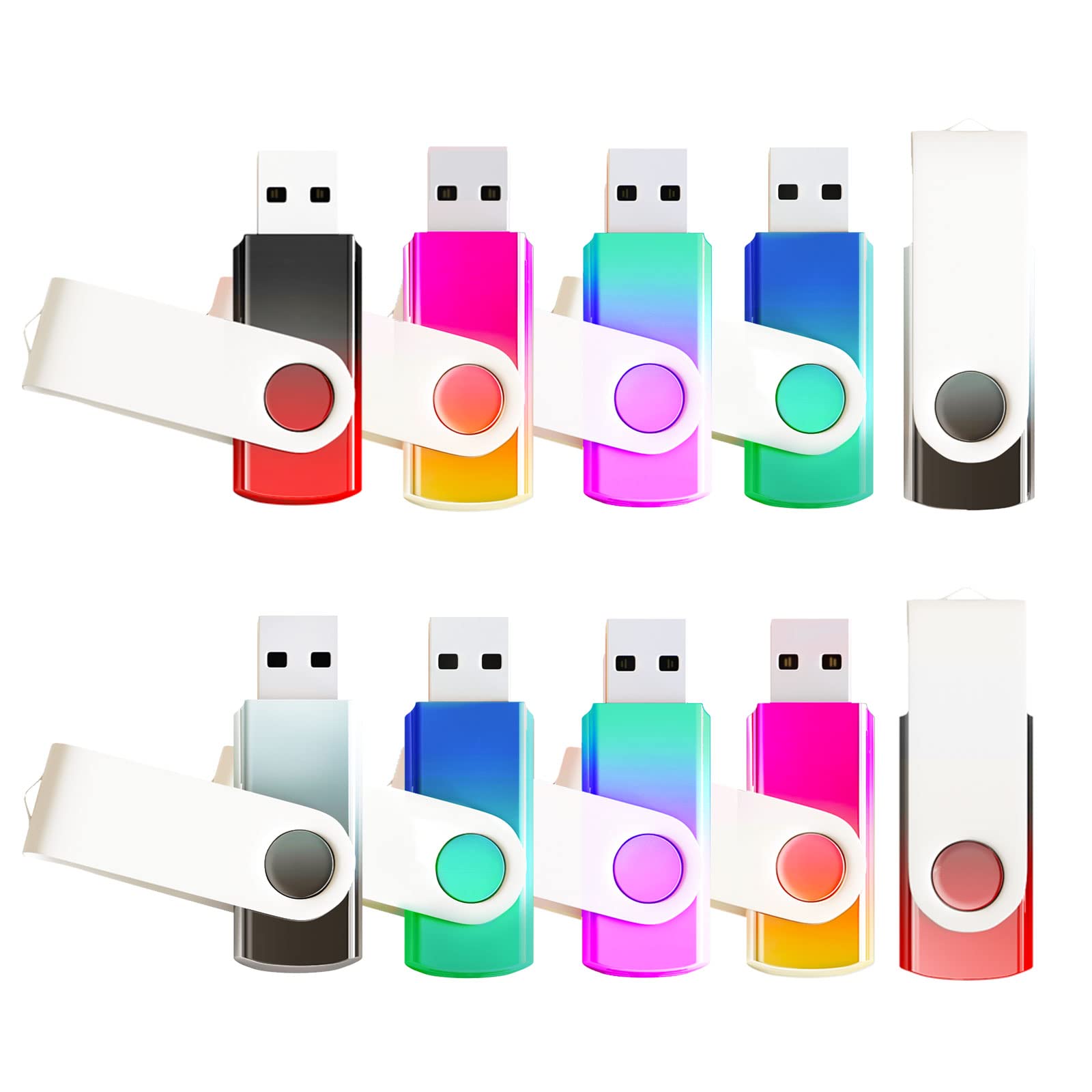 8GB 10 Pack USB Flash Drive Colore sfumato USB 2.0 Memory Stick all'ingrosso Girevole Design Thumb Drive per l'archiviazione dei dati