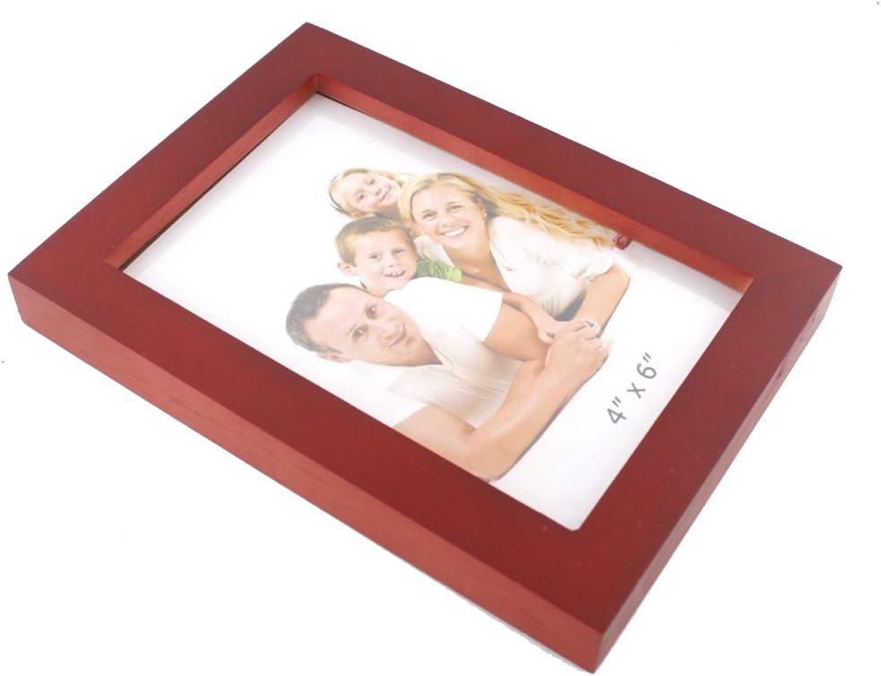 Zhenzan Frames Classic Rectangular Wood Desktop Family Picture Photo Frame (Dark Red, 4x6)