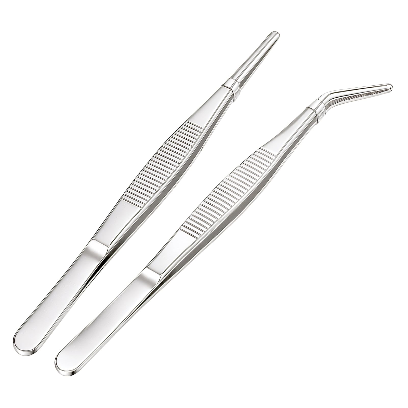 Pinzas Sanitarias de Acero Inoxidable 14 cm 2 Unidades Antideslizantes Punta Fina y Ancha Quirúrgicas