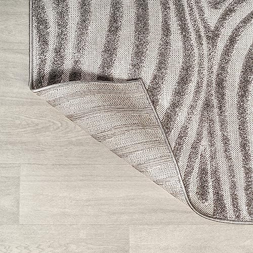 JONATHAN Y Maribo High-Low Abstract Striped Gray/Ivory 2x10 Indoor/Outdoor Runner Rug, Pet Friendly, Non-Shedding, Stain Resistant, Easy-Cleaning for Backyard, Patio (SCN103B-210) - Image 5