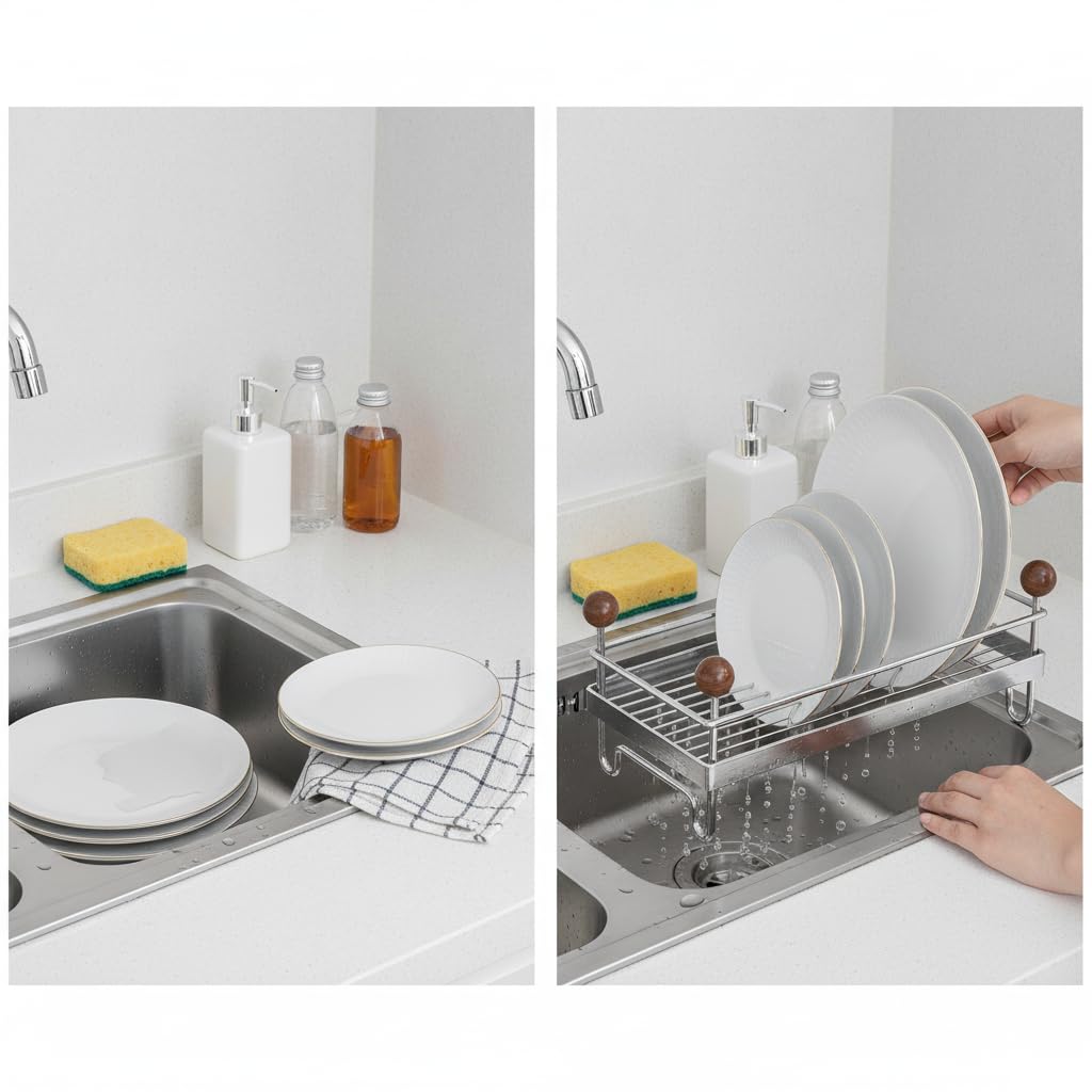 Égttoir à Vaisselle en Métal Ventilé, Grand, 30cm