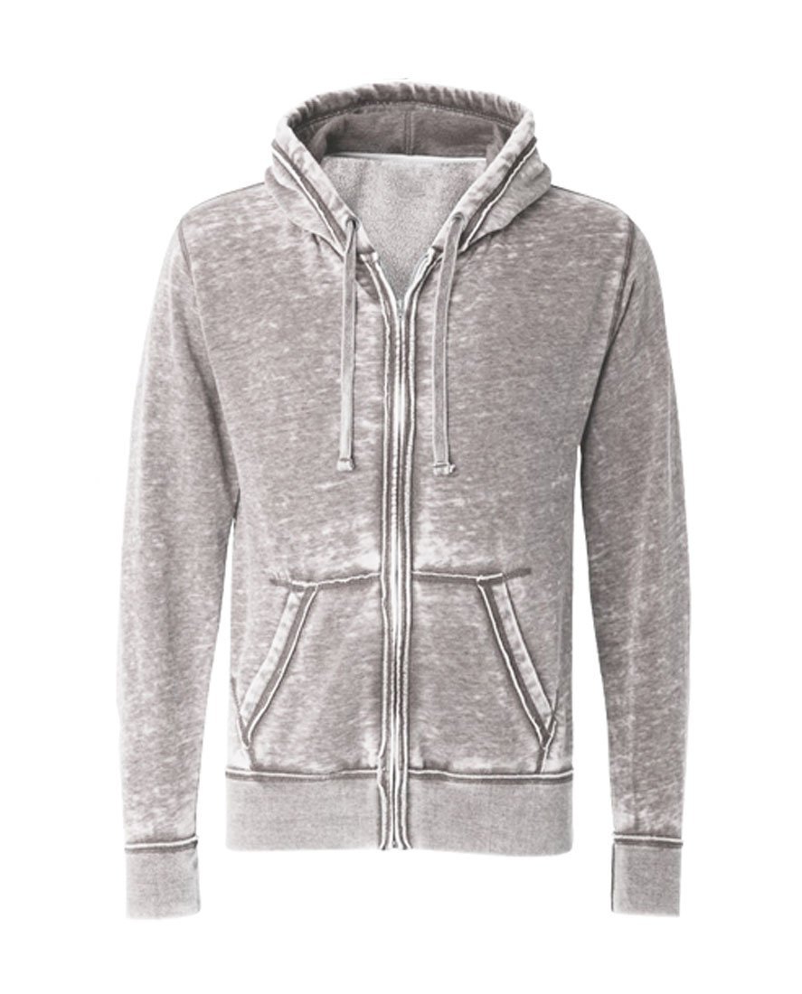 Men's Fleece Zip Hooded Sweatshirt - Light Weight Washed Look
