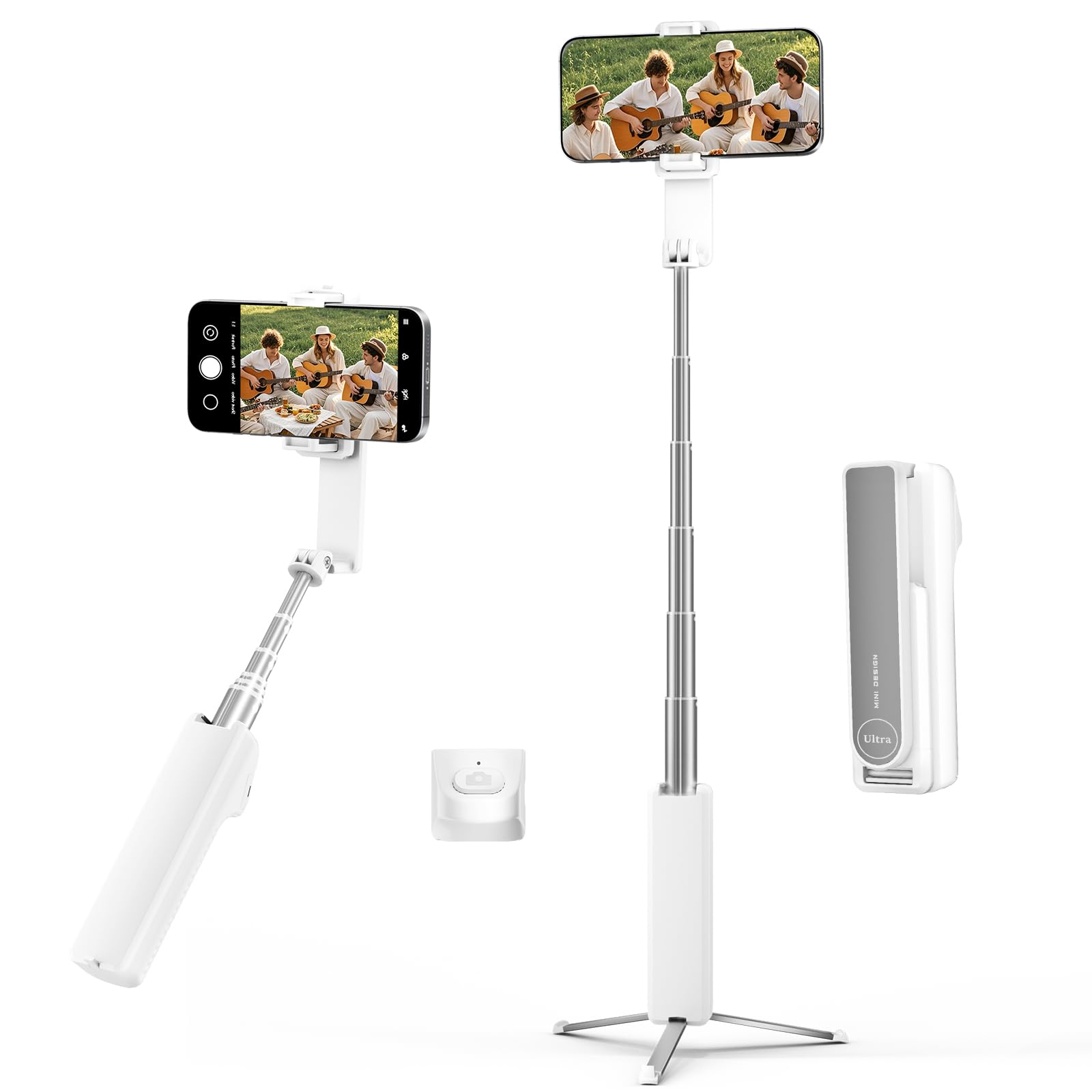 Selfie Stick for iPhone, Selfie Stick Tripod with Wireless Remote, Foldable & Portable Phone Tripod Stand for iPhone Android, Pocket-Size for Travel, Vlog, Video Recording