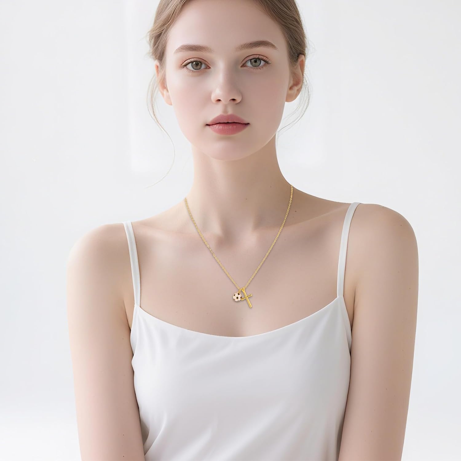 Soccer Cross Necklace Gifts, Gold-Colored Sport Theme Soccer Necklace with Cross Pendent Stuff Christian Religious Jewelry for Woman - Image 6