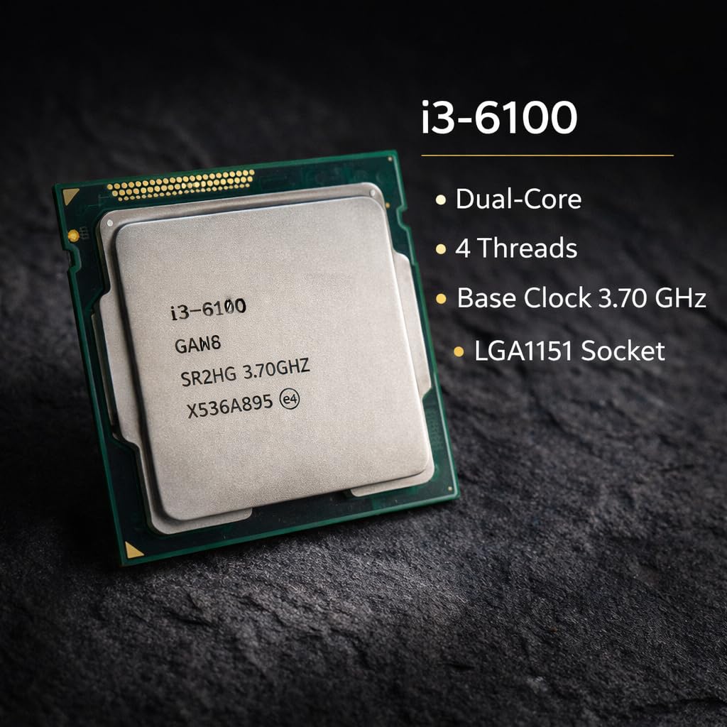 Assembled Desktop CPU Core i3 6th Gen (i3-6100, 3.70GHz) | 4GB RAM