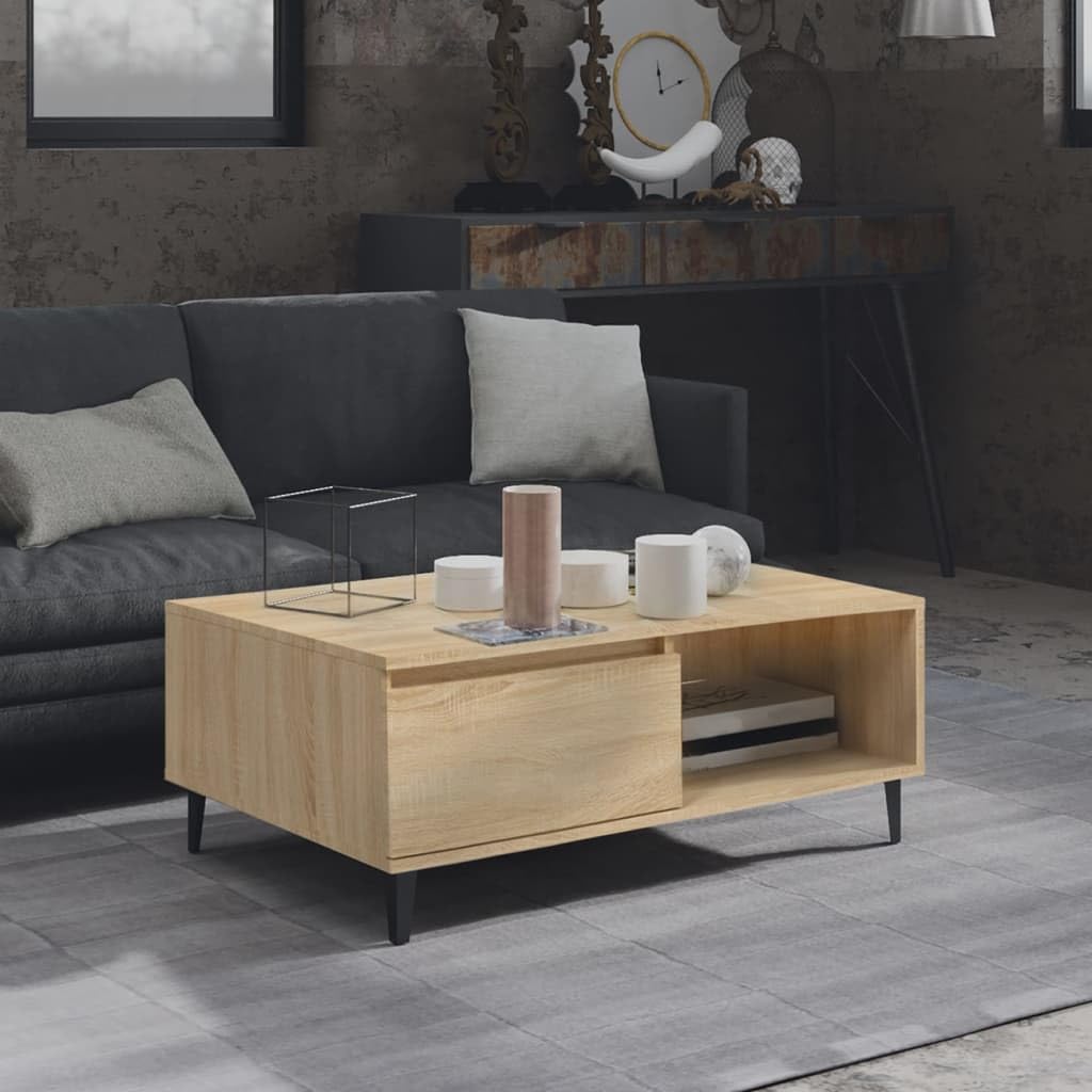 vidaXL Mesa de Centro Auxiliar Consola Mesita Salón Lateral Té Café Sofá Sala de Estar Muebles Mobiliario Contrachapada Color Roble Sonoma 90x60x35cm