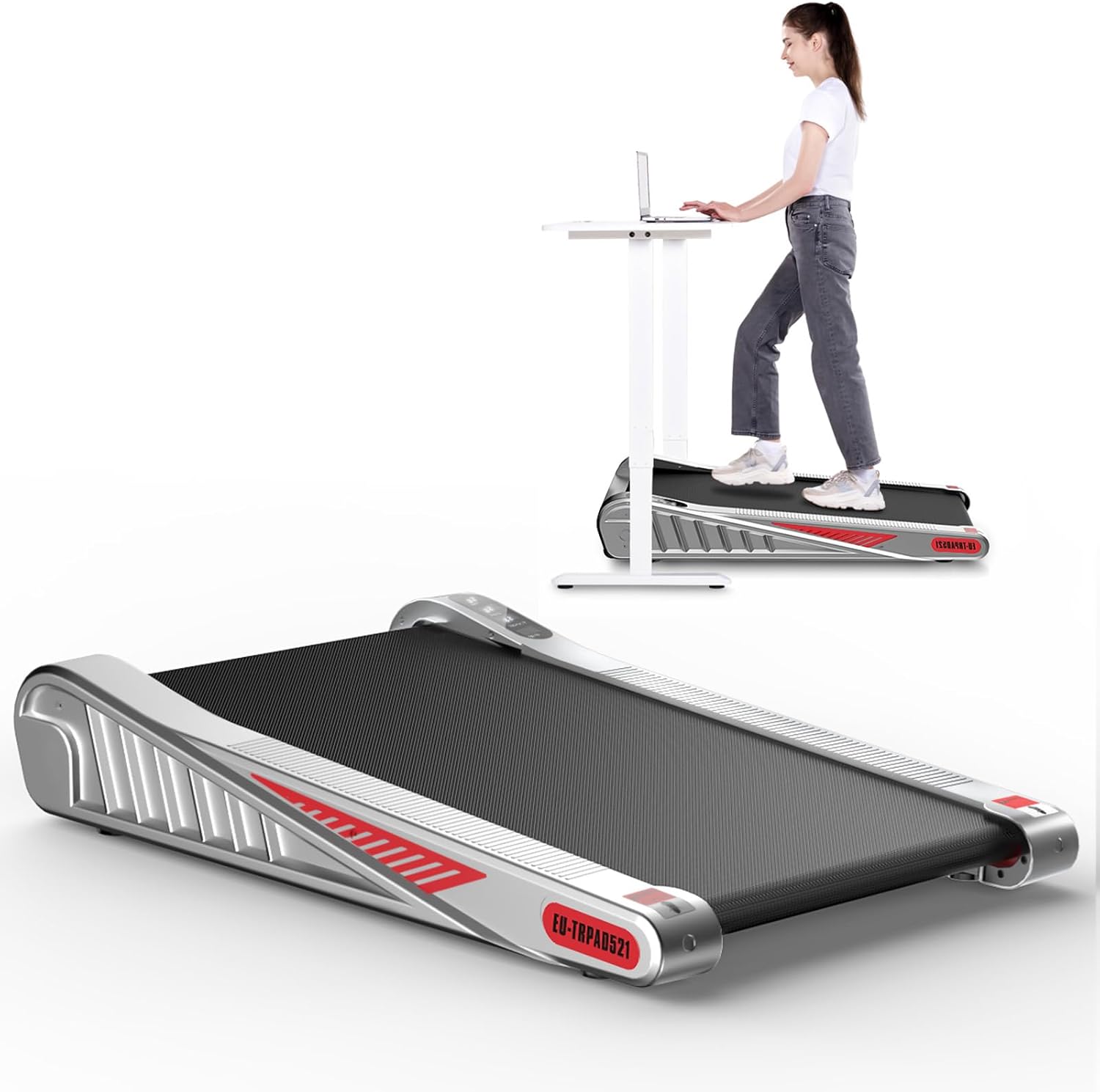 Small Walking Pad Incline, 38in Compact Portable Treadmill 4MPH with APP Control & Speaker, Mini Quiet Under Desk Treadmill for Office & Home, 300 Lb Capacity