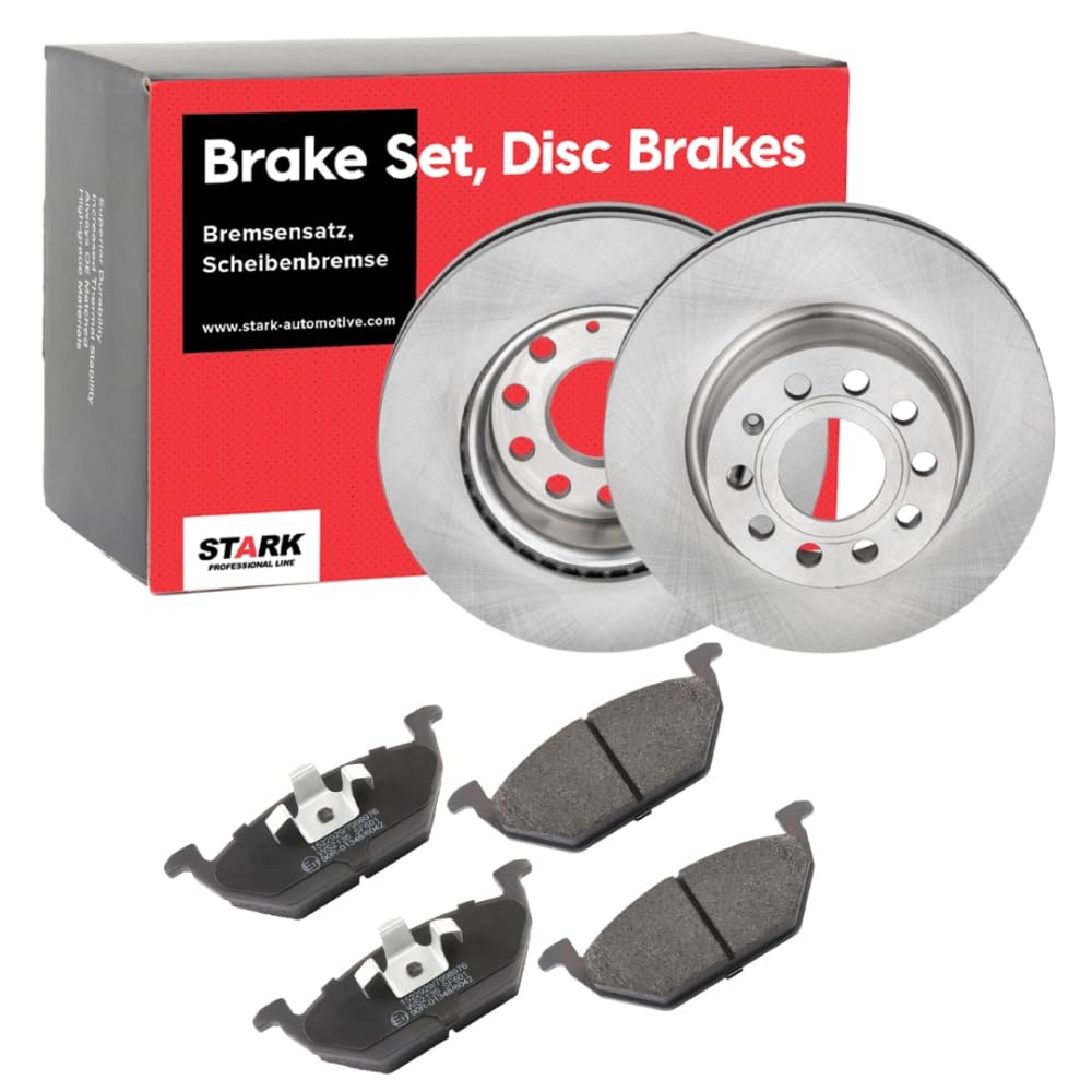 STARK Bremsen Set Vorne 280mm Bremsscheiben und Beläge Komplett Kompatibel mit VW GOLF VI 5K1 GOLF PLUS 5M1, 521 Beetle Schrägheck 5C1, 5C2 Jetta IV 162, 163, AV3, AV2 Beetle Cabrio 5C7, 5C8