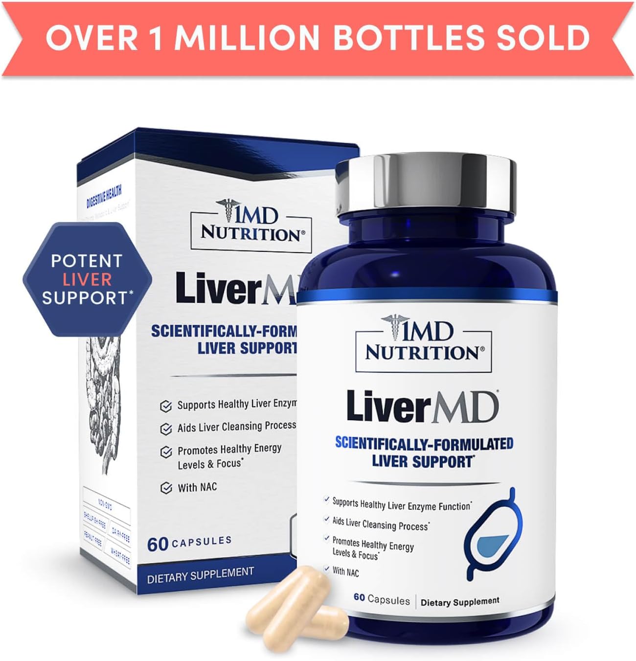 1MD Nutrition LiverMD - Liver Support Supplement | Siliphos Milk Thistle Extract & NAC - Supports Healthy Energy, Immunity & Overall Health - Liver Cleanse & Support | 60 Capsules - Image 7