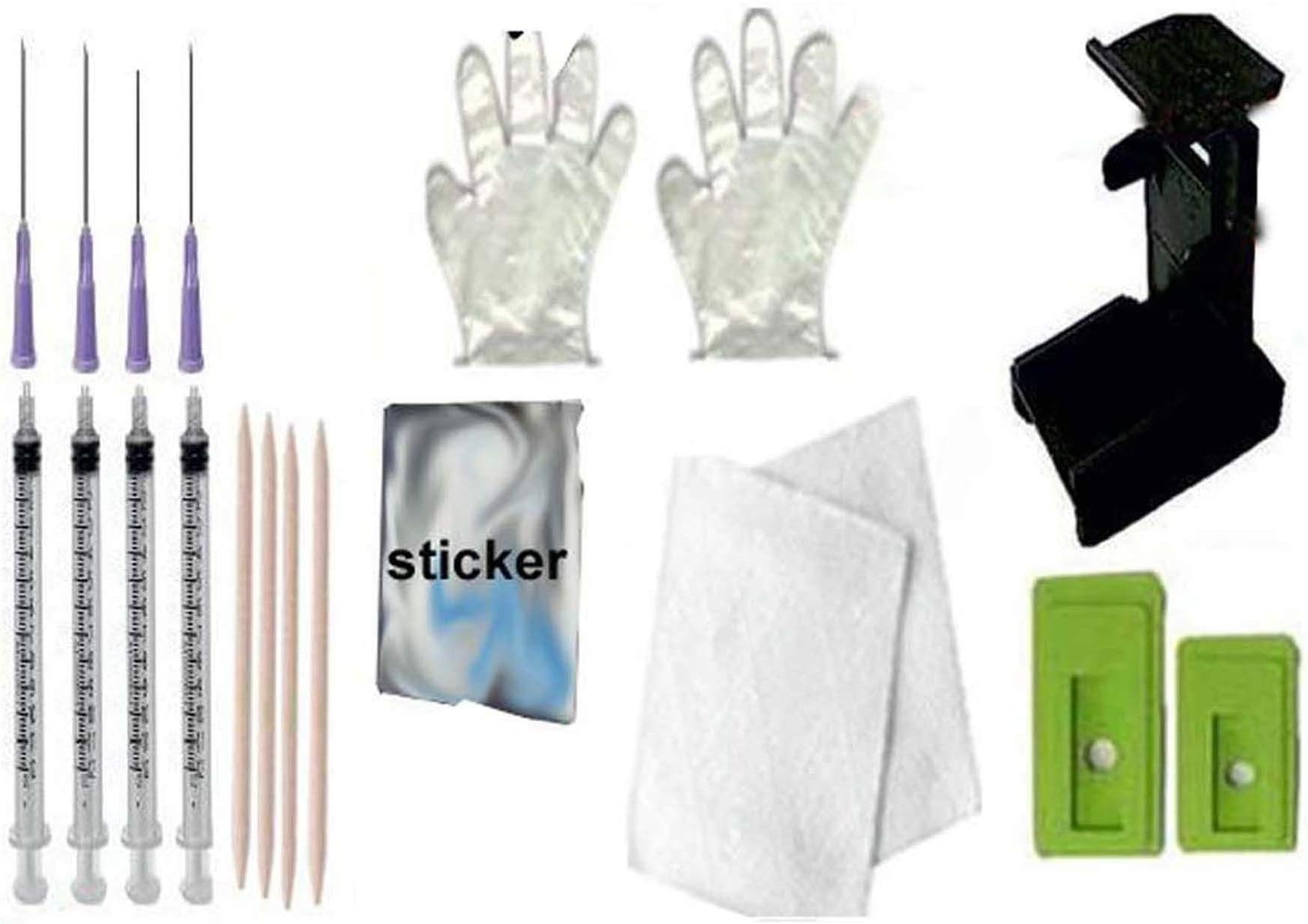 GoColor Suction Tool & Ink Refill Kit for HP Cartridge Black & Tri Cartridge + 4 Syringe & Needles + 2 Gloves + 2 Napkin + Sticker