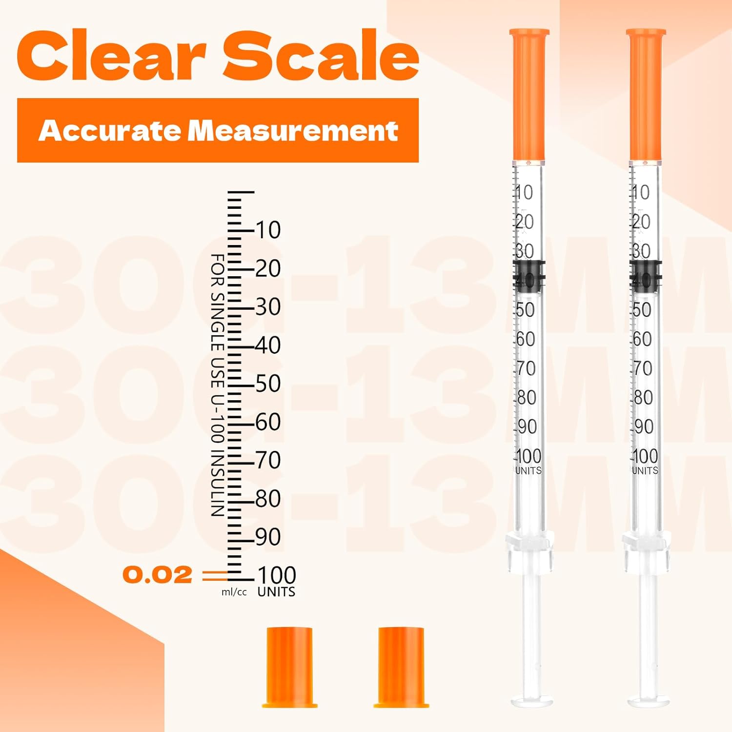 1ml Syringe with Needle, Syringes 1cc 30G 1/2 Inch, Individually Wrapped, Pack of 100