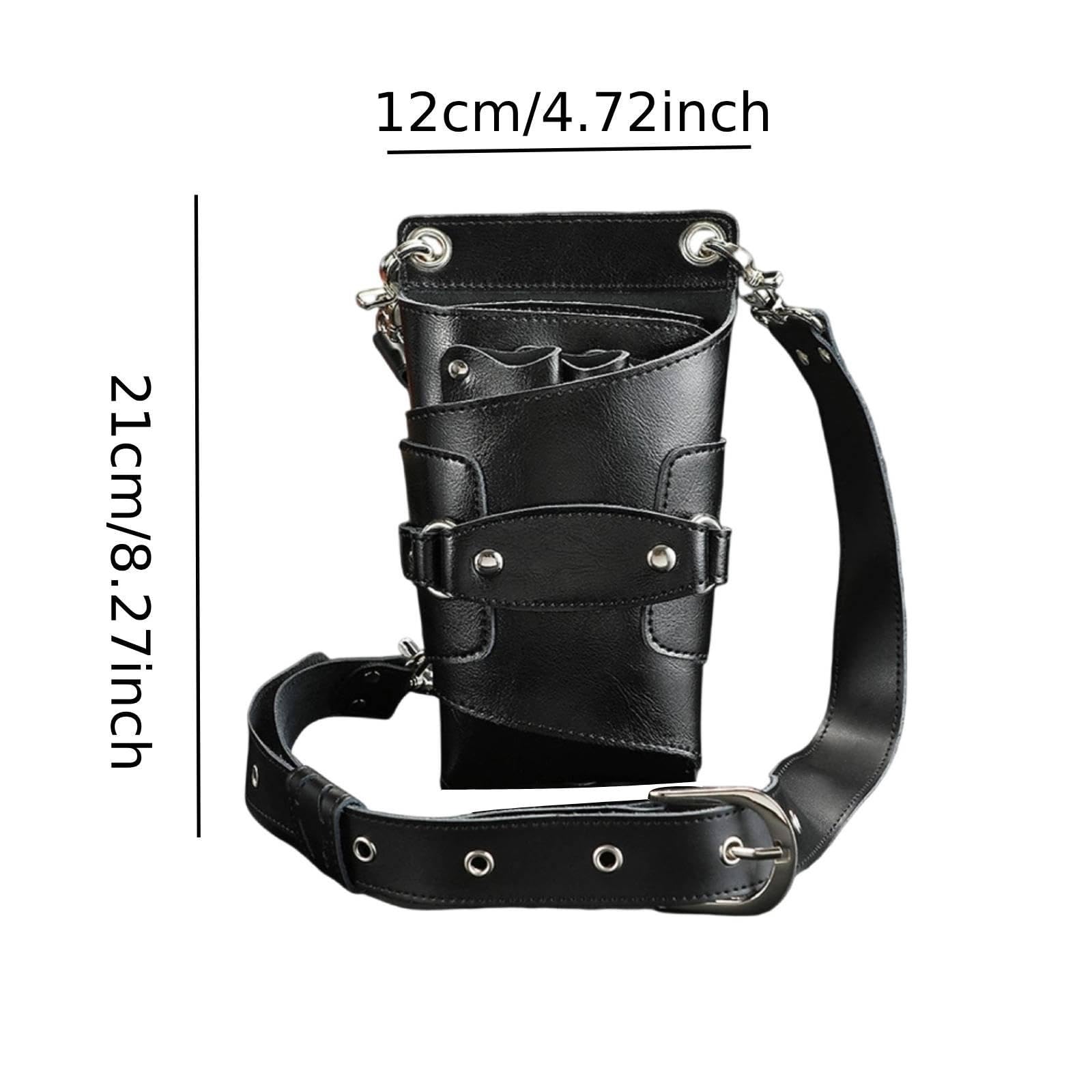 Custodia Porta Attrezzi Parrucchiere Borsa Multi Tasche Spalla Regolabile PU Morbida Porta Forbici Pettini Spazzole Clip Adatta per Saloni, Nero