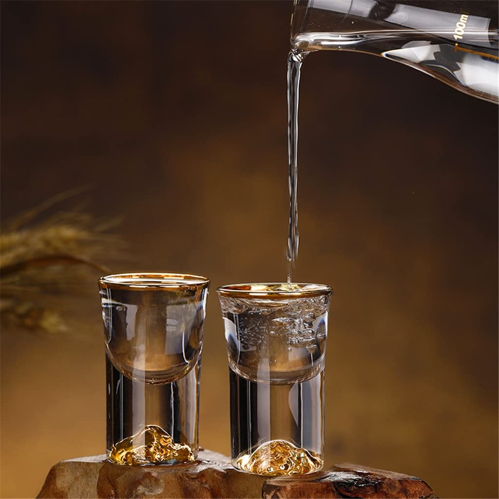 Bicchiere da vino trasparente Set di bicchieri da vino Fiaschetta da sette pezzi Whisky Rum Vodka Spirit Glass Family Party Bar Set da vino (set da 7 pezzi taglia unica)