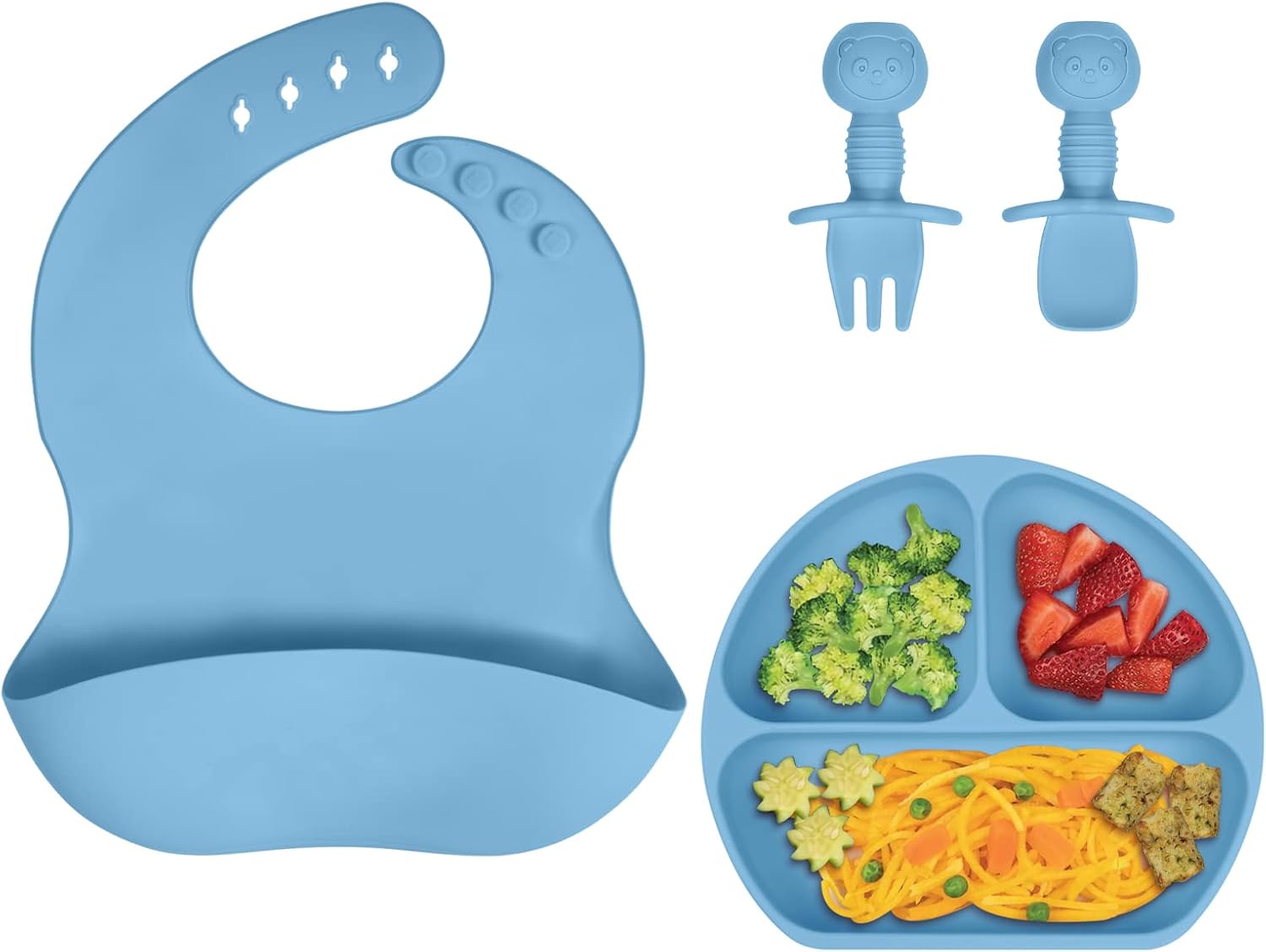 Vicloon Silicone Baby Feeding Set, 4 Pcs Baby Weaning Set, Baby Suction