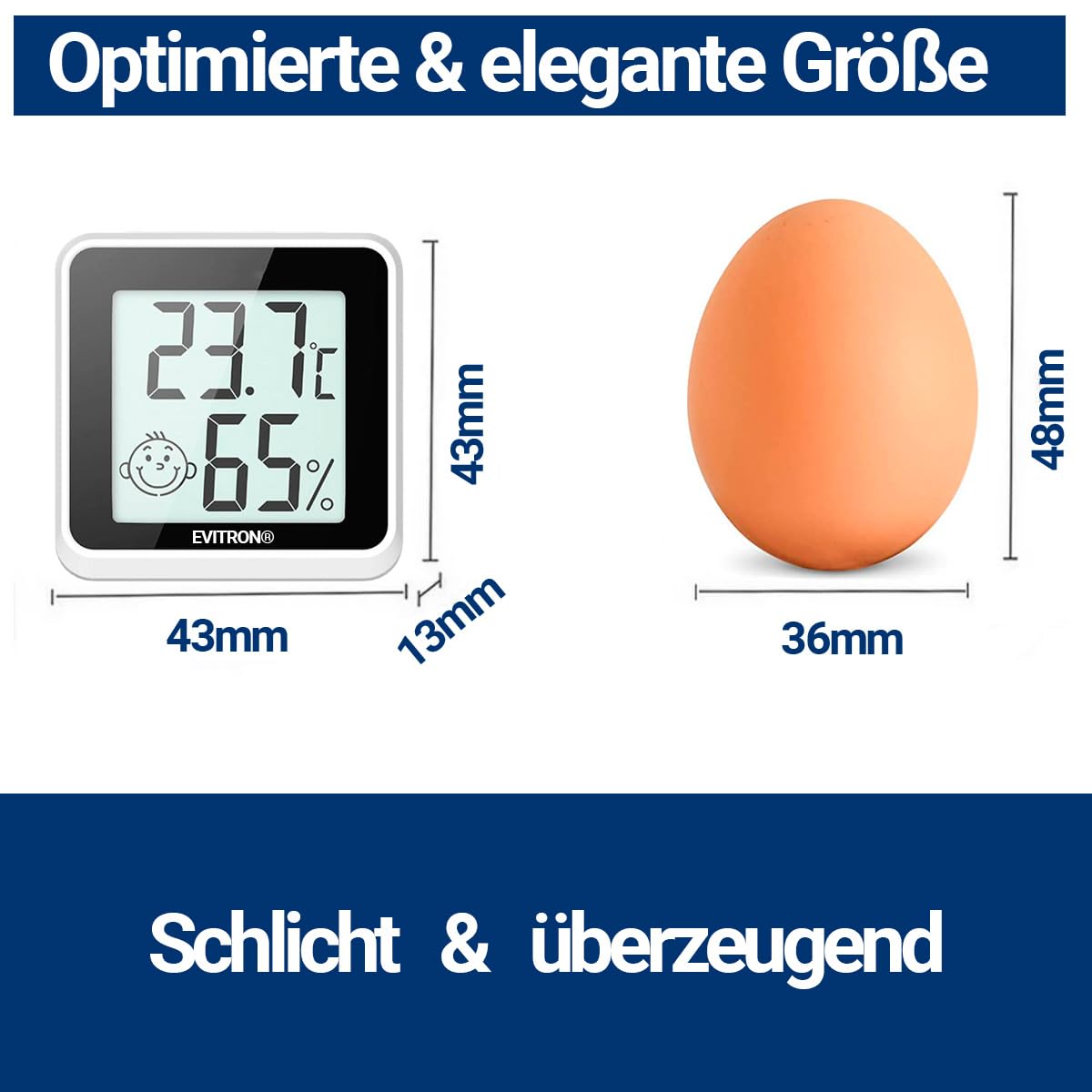 1 x Mini termómetro higrómetro digital para interior – Medidor de temperatura y humedad – Indicador de confort y emoticonos – Se puede colocar o pegar – para salón, oficina, habitación de bebé y más