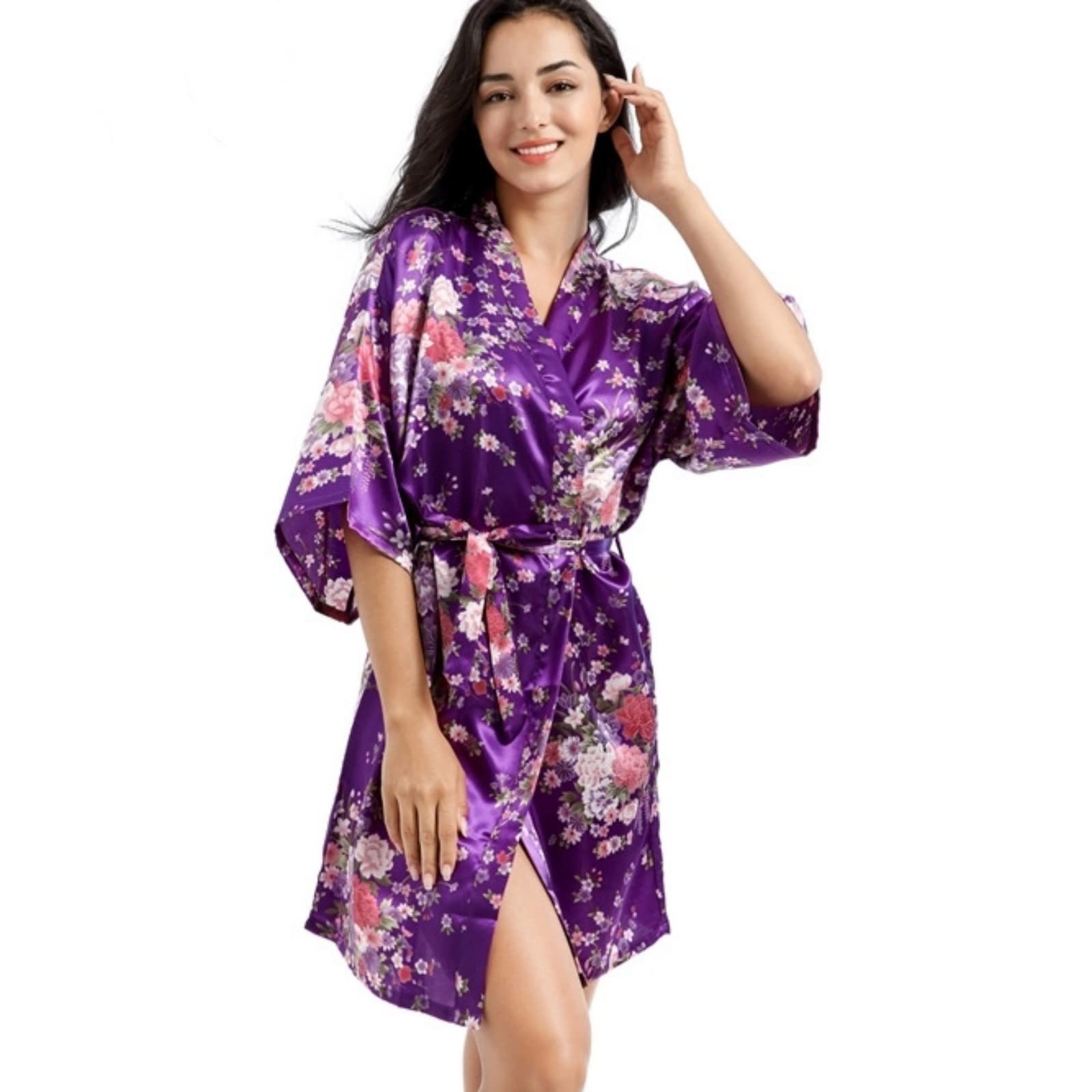 Robe de chambre en satin pour femme, robe de chambre en soie, vêtement de nuit pour demoiselle d'honneur, pyjama de mariage pour nuit, matin et fête
