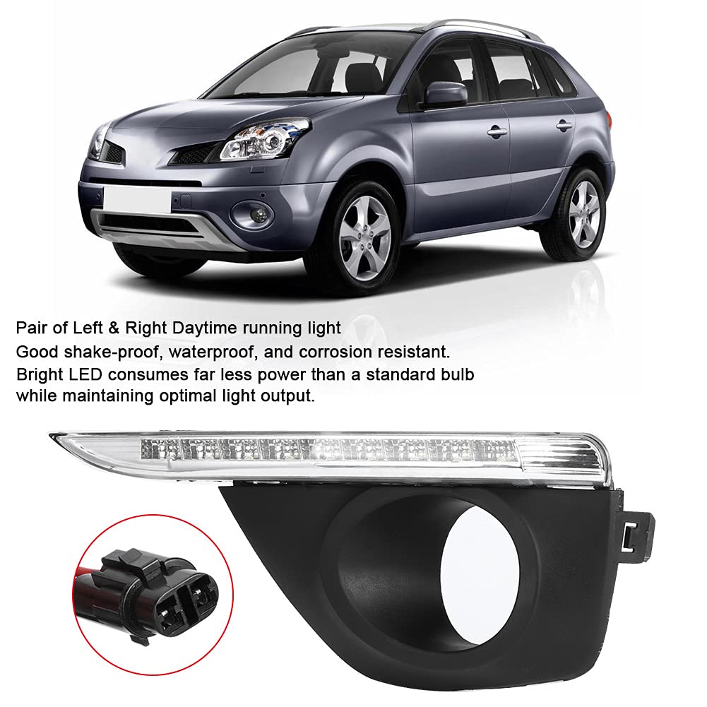 Luci di marcia diurna a LED DRL per auto, coppia di luci di marcia diurna a LED DRL adatte per Koleos 2011-2013 + led koleos