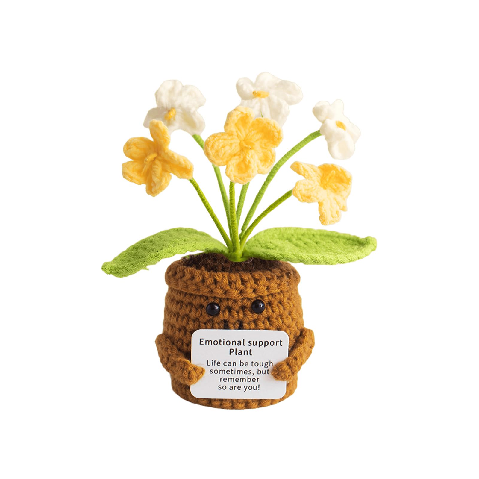 JVHLOV Emotional Support Gradient Yellow & White Forget-Me-Not Crochet Plant