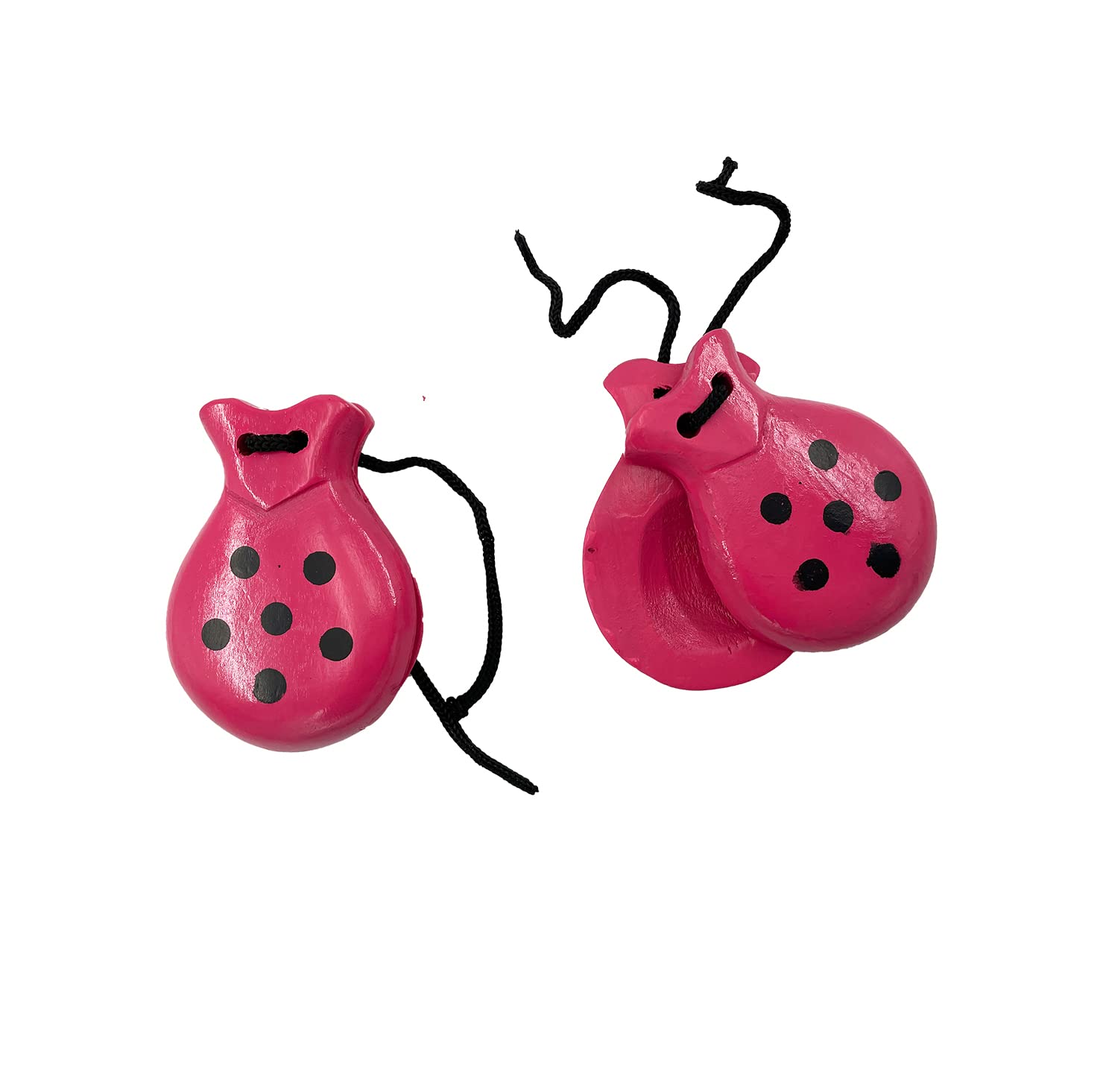 Fuchsia Wood Castanet with Black Dots for Parties Sevillana Fairs, Flamingo Dance - Image 2