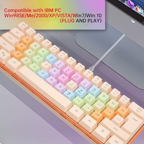 Miniatura 3 de CUIFATI Gaming Keyboard for Girl, 60 Percent Keyboard Color Cute Keyboard with RGB, Wired Mechanical Keyboard for Gaming Office Apricot