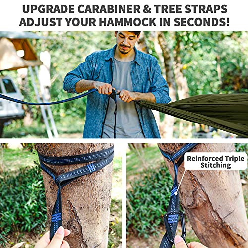 Camping Hammock - Hammocks With Mosquito Net Tent And Rain Fly Tarp, Portable Single & Double Nylon Parachute Hammock With Heavy Duty Tree Strap, Indoor Outdoor Backpacking Survival Travel #TOP3