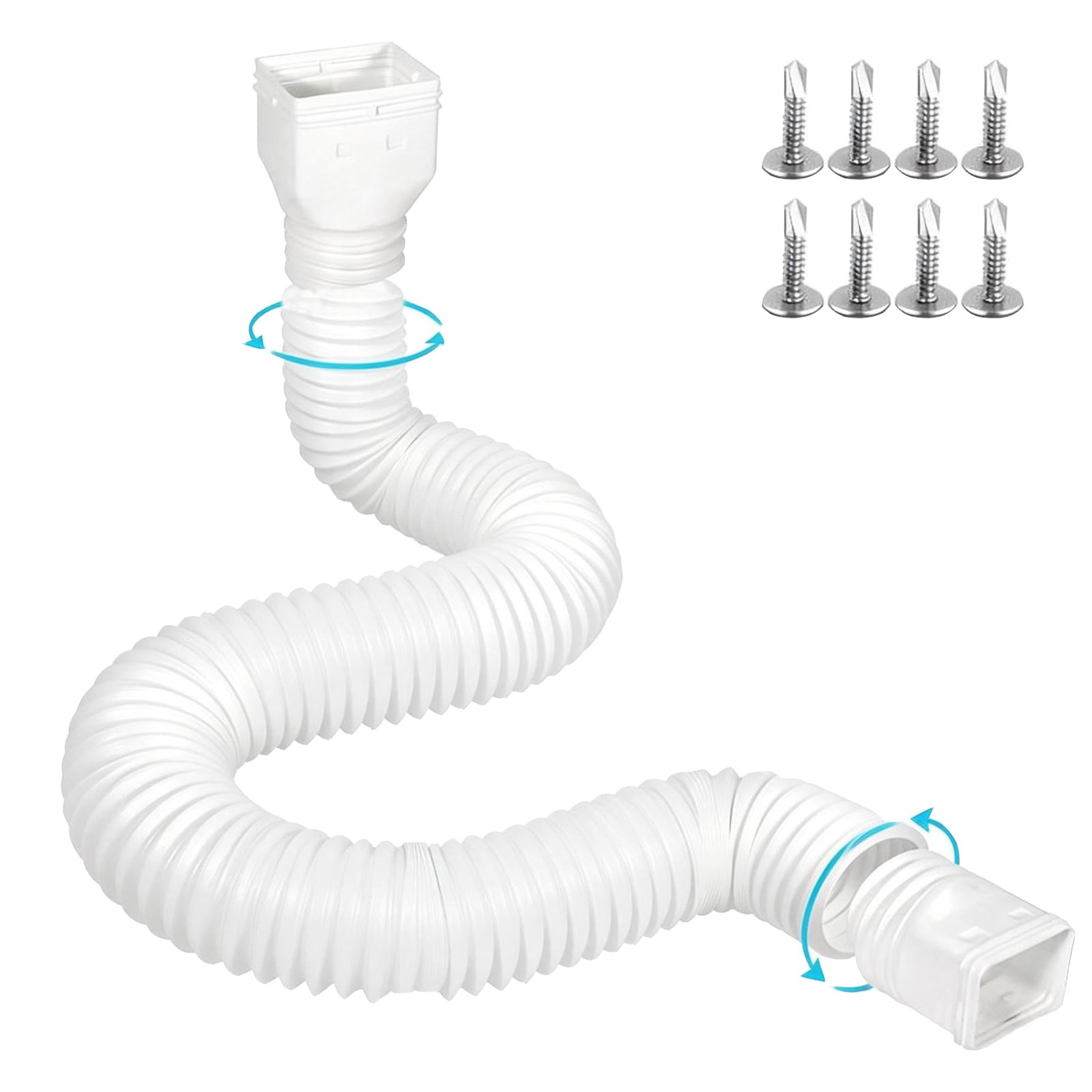 Gutterlix 16.5ft Gutter Downspout Extensions, Downspout Extender Extendable from 3.4ft to 16.5ft, Thickened Down spout Drain Extension for Rainwater Drainage(White)