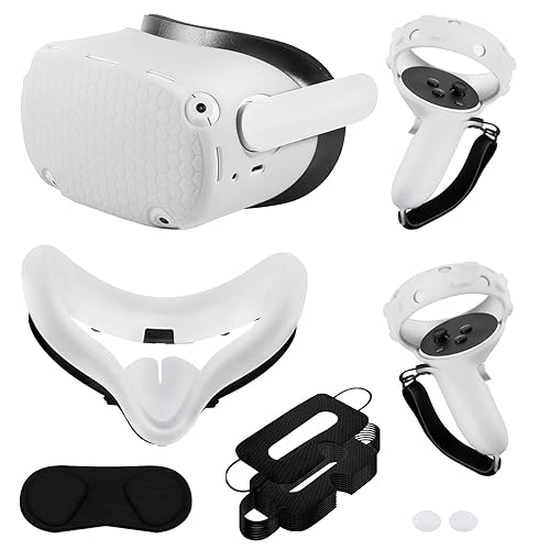 TATAVR Cover Set for Oculus Quest 2 Accessories Meta Quest 2 Silicone face Cover VR Shell Cover Quest 2 Touch Controller Grip Covers Lens Protector