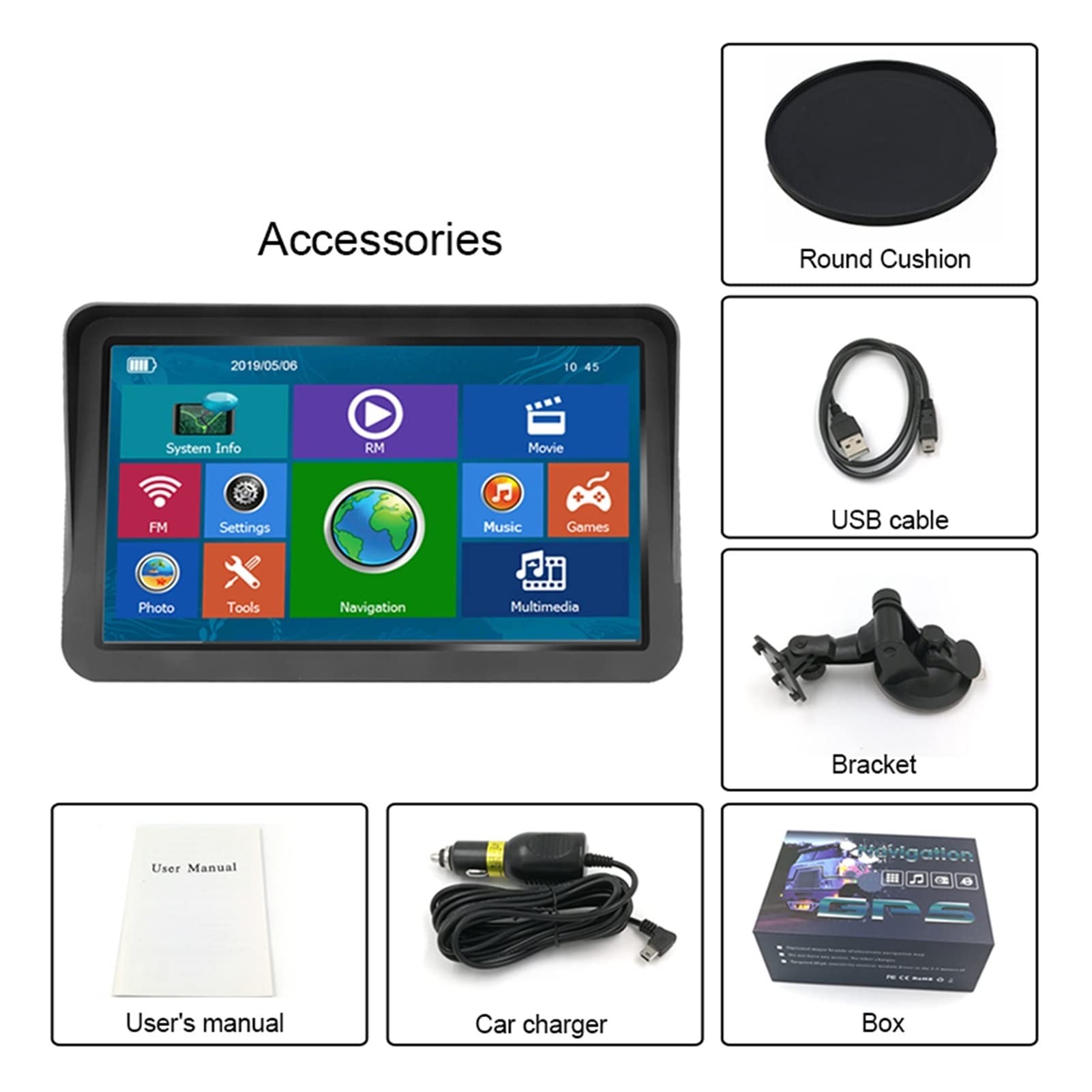 Cyfrowa kamera cofania RV Monitor widoku z tyłu Samochód GPS. Nawigator 9-calowy ciężarówka nawigacyjna GPS GPS. Nawigacja Fm. Darmowa mapa nadajnika (Size : With Bluetooth)