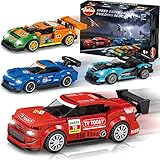 Speed Champions Rennwagen Bauset - Vatos 814 Stücke 4 Packung Fahrzeug Spielzeug für Jungen und Mädchen ab 6–12 Jahren, Modellauto-Bausatz zum Sammeln,Spielzeugauto Geschenk für Kinder ab 6 Jahren