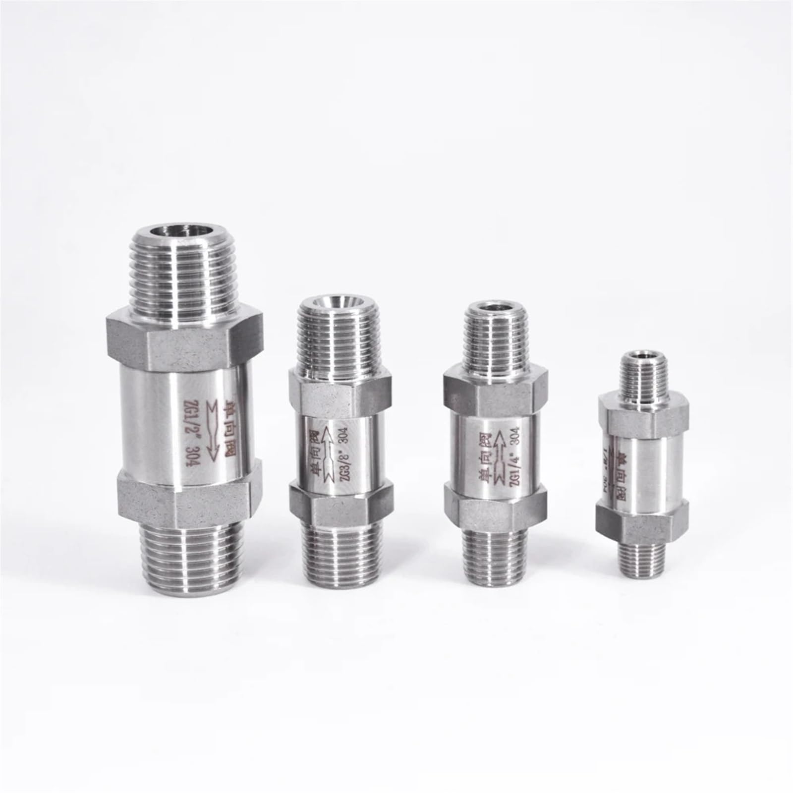 Válvula de retención 1/2 BSP macho en línea de acero inoxidable 304 para fluidos