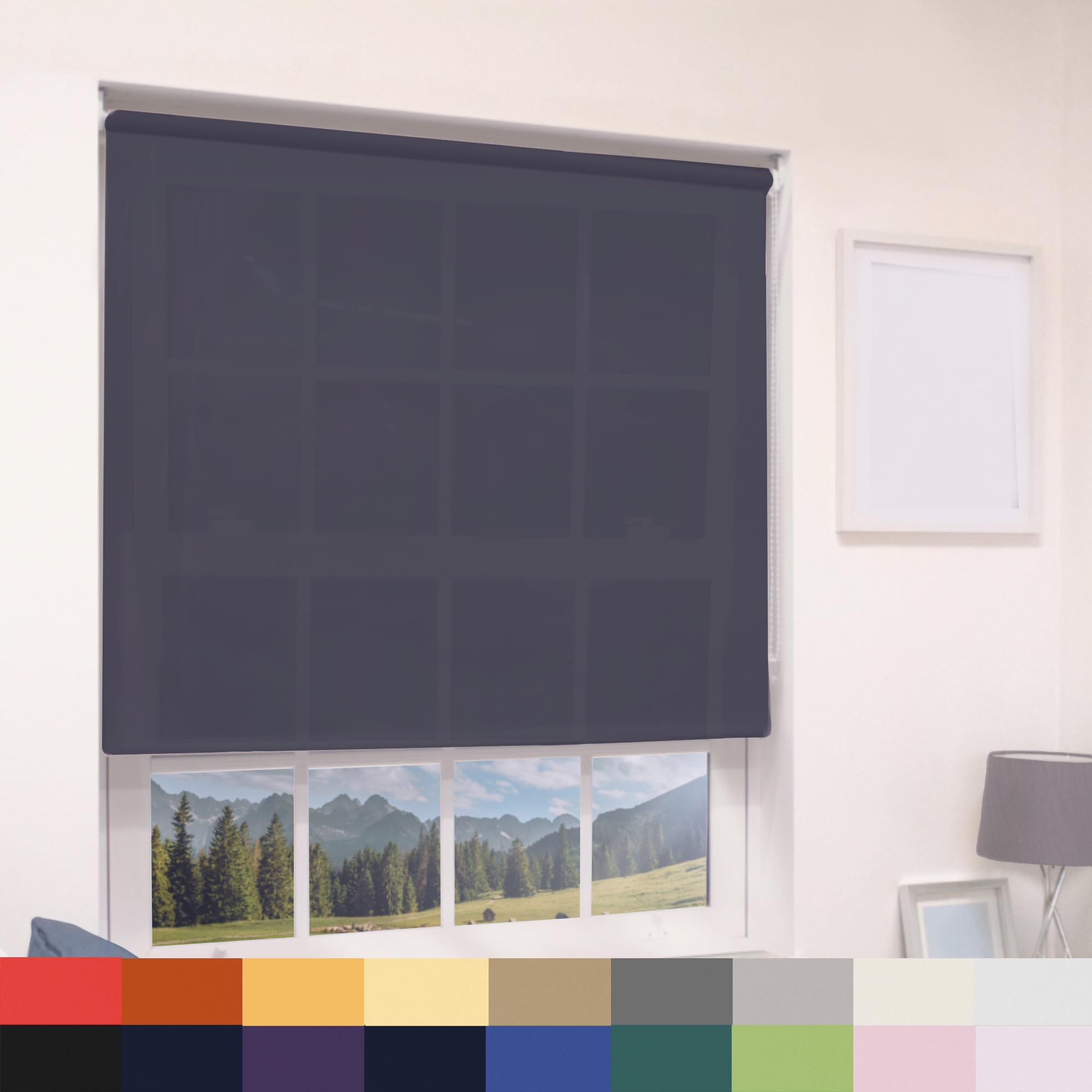 Deluxe Daylight Roller Blinds Light Filtering Premium Fabric Easy Fit Metal Brackets Bedroom Living Room Office Child Safe Trimmable Navy 60cm Width x 160cm Drop โ image 1