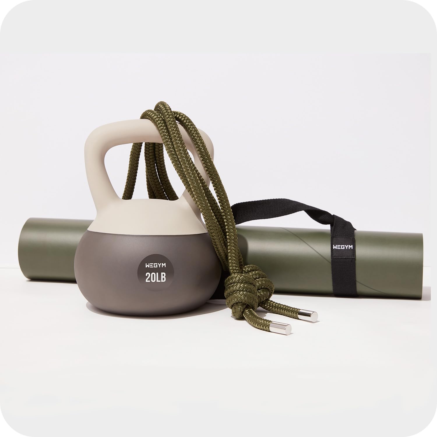 WEGYM Flow Rope - Corda per saltare per esercizi in casa, palestra, cardio, per salto freestyle, lunghezza regolabile, per principianti, 999 g, arenaria