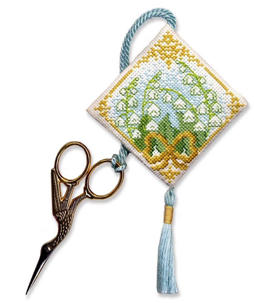 Textile Heritage Multicolored Lily Of The Valley Scissor Keep - Cross Stitch Kit