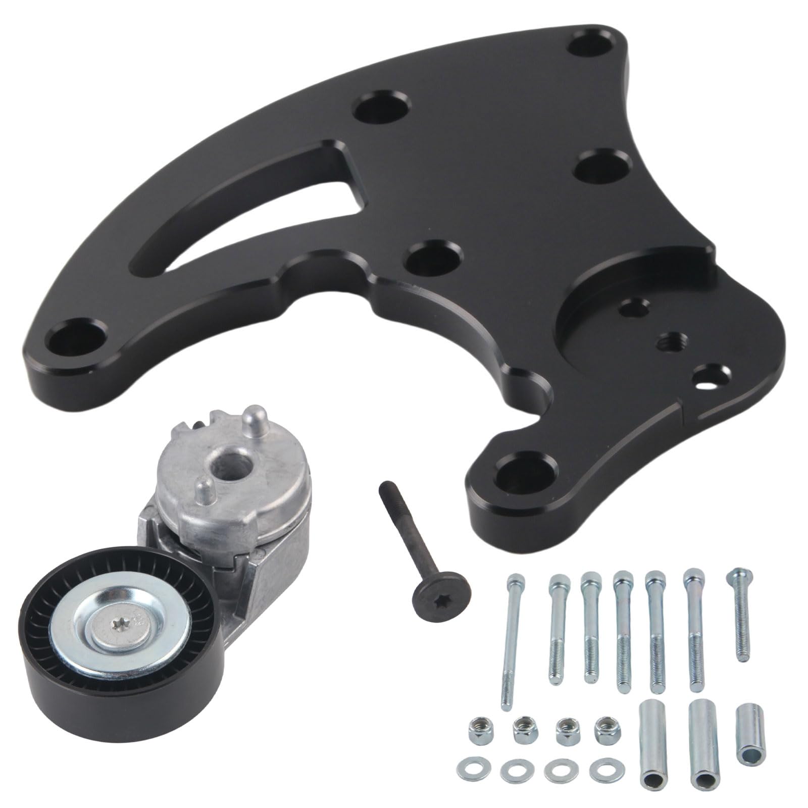 LS R4 AC Compressor Bracket High Mount Kit for Chevrolet GMC SUV Truck Engines LSX LS2 LS3 LS6 Air Conditioner Vortec Triangles with Belt Tensioner Passenger Side