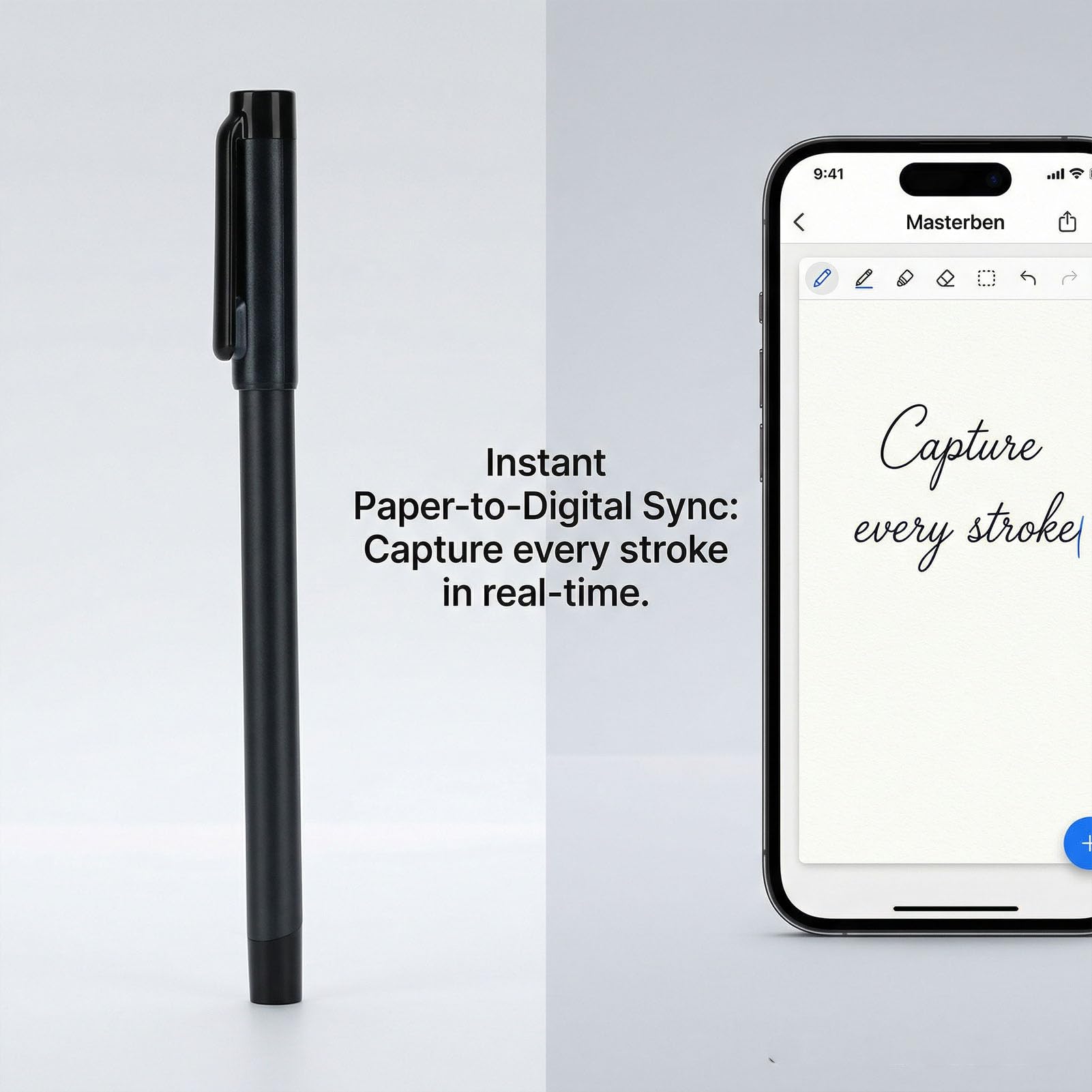 Elprico Elektronisches Notizbuch mit Stift, Digitalem Smart Pen und Schreibtafel-Set, Echtzeit-Synchronisierung Zum Digitalisieren, Konvertieren in Text, Speichern und Teilen von