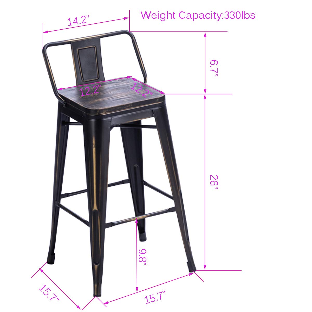 Amazon｜Changjie Furniture 26インチ バースツール カウンター高さ