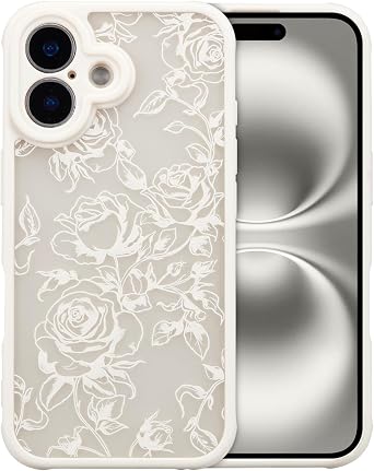 XIZYO for iPhone 17 Case Cute Floral, Branch Rose/White